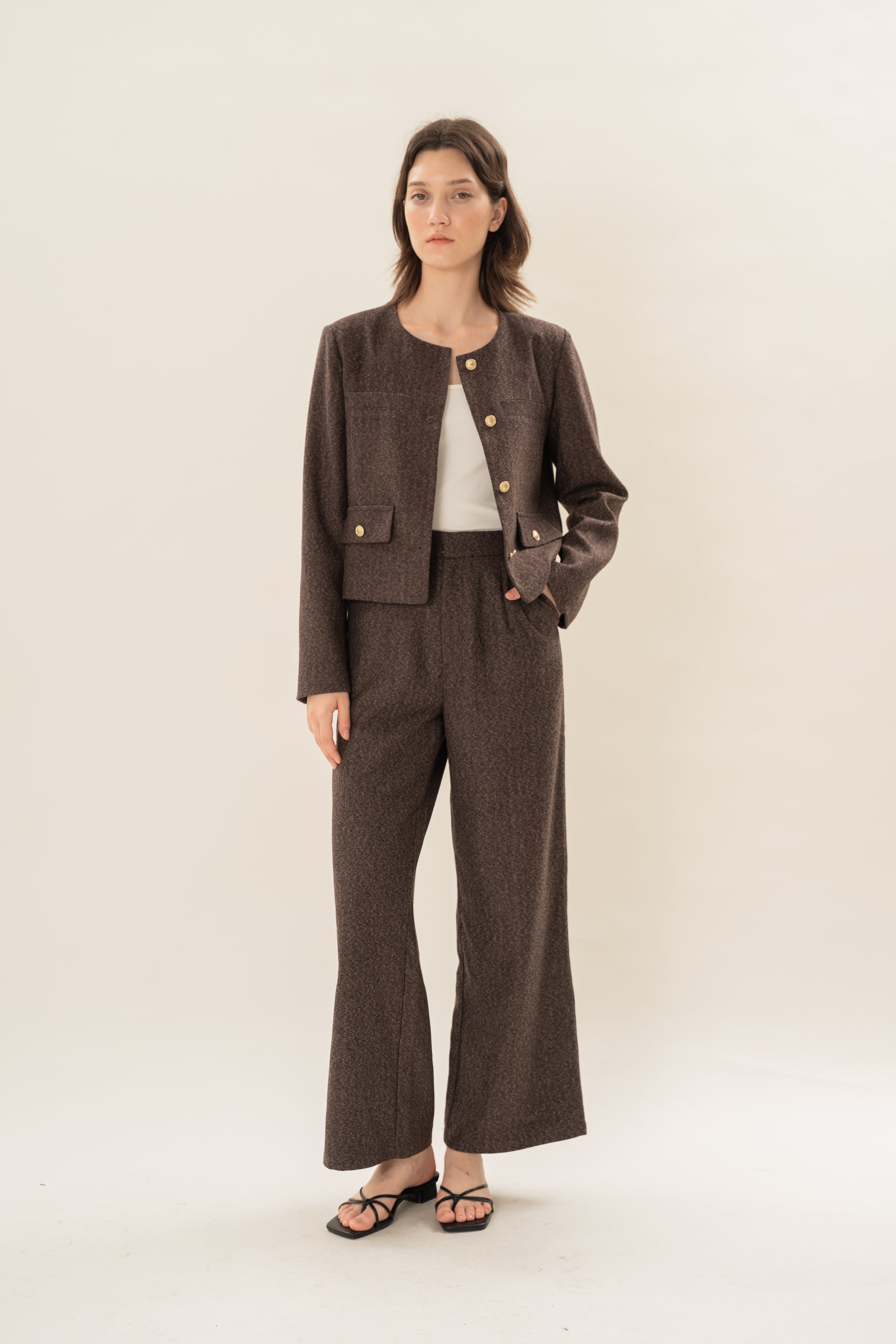 Textured Suiting Trousers in Umber