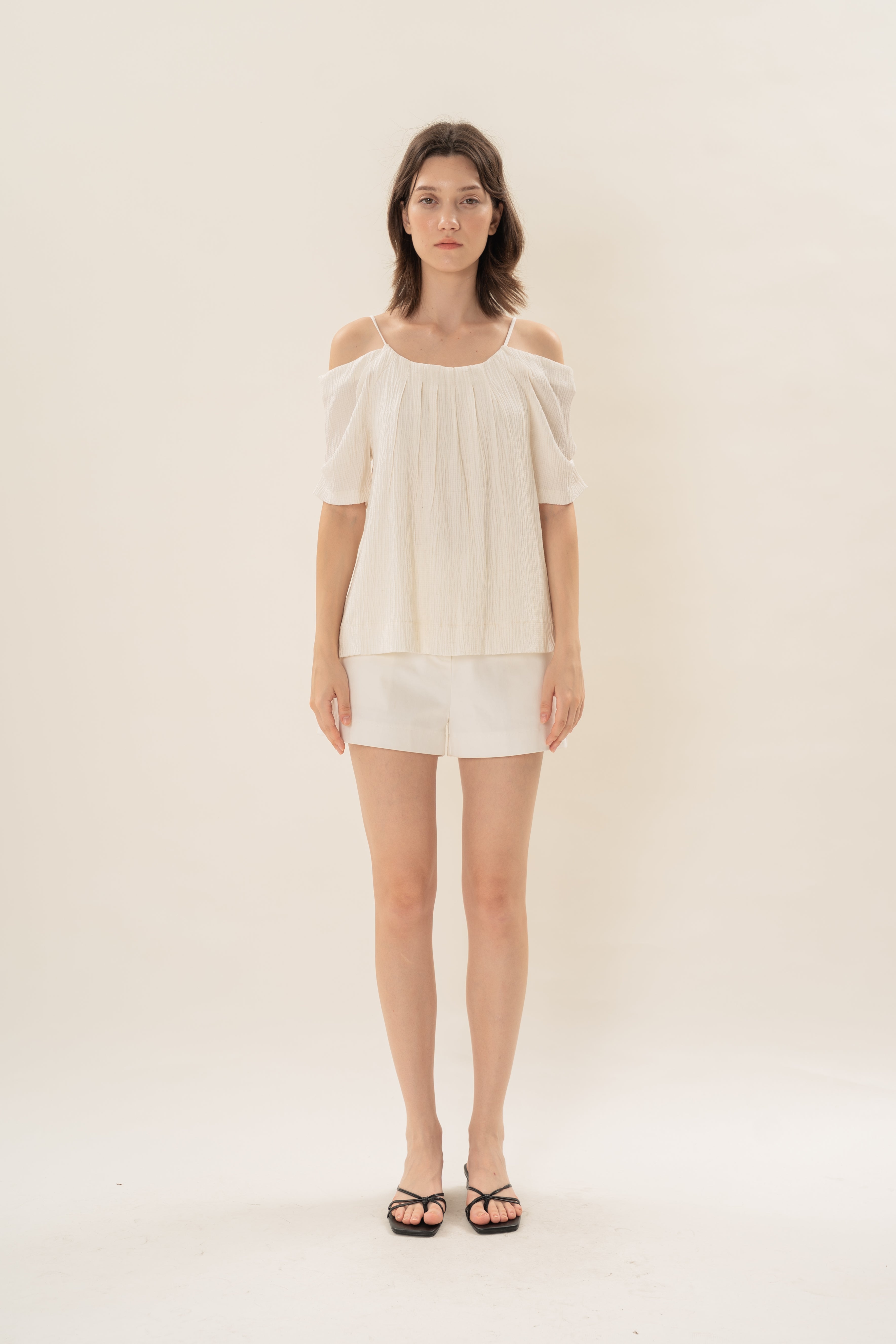 Textured Strap Swing Top in Natural