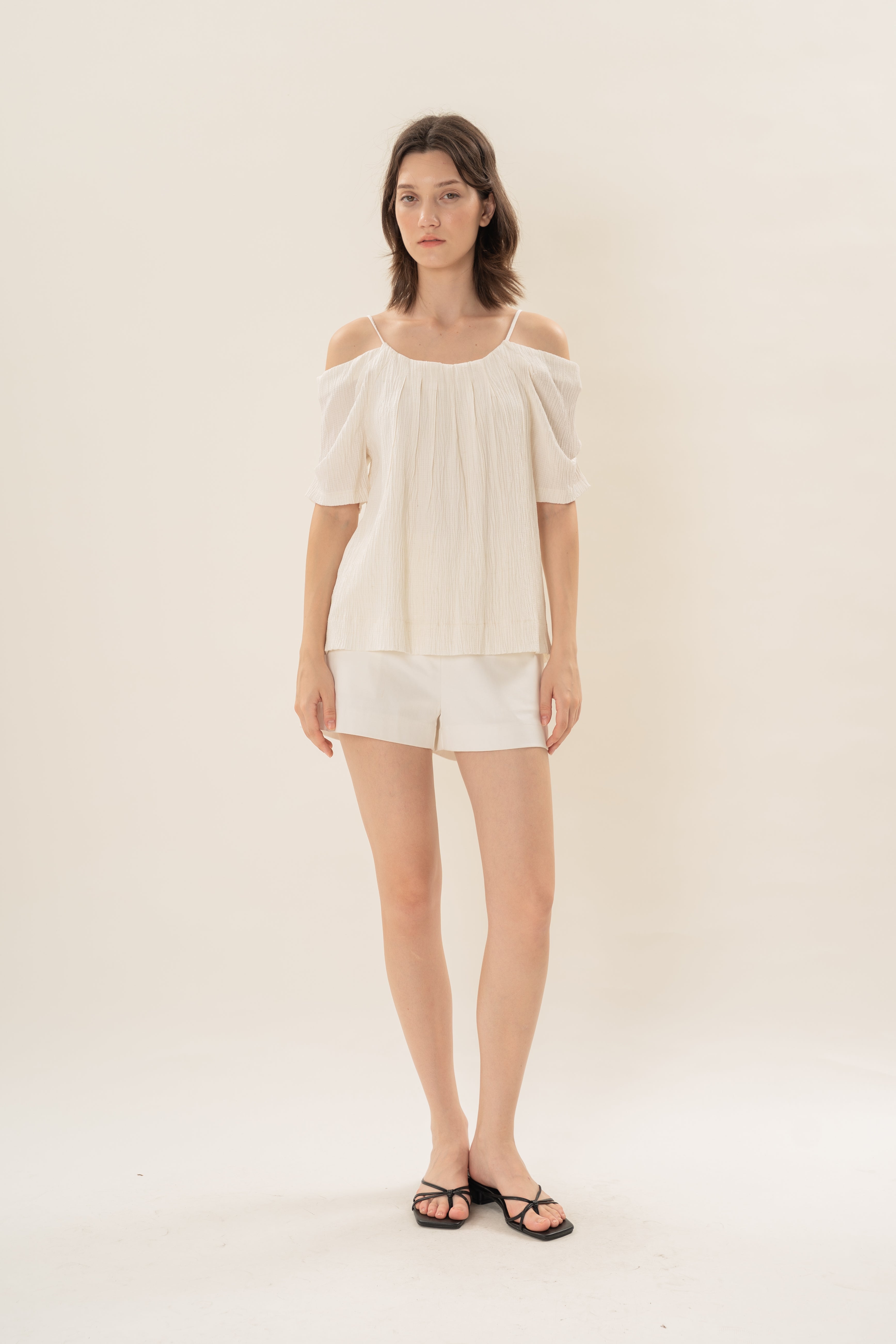 Textured Strap Swing Top in Natural