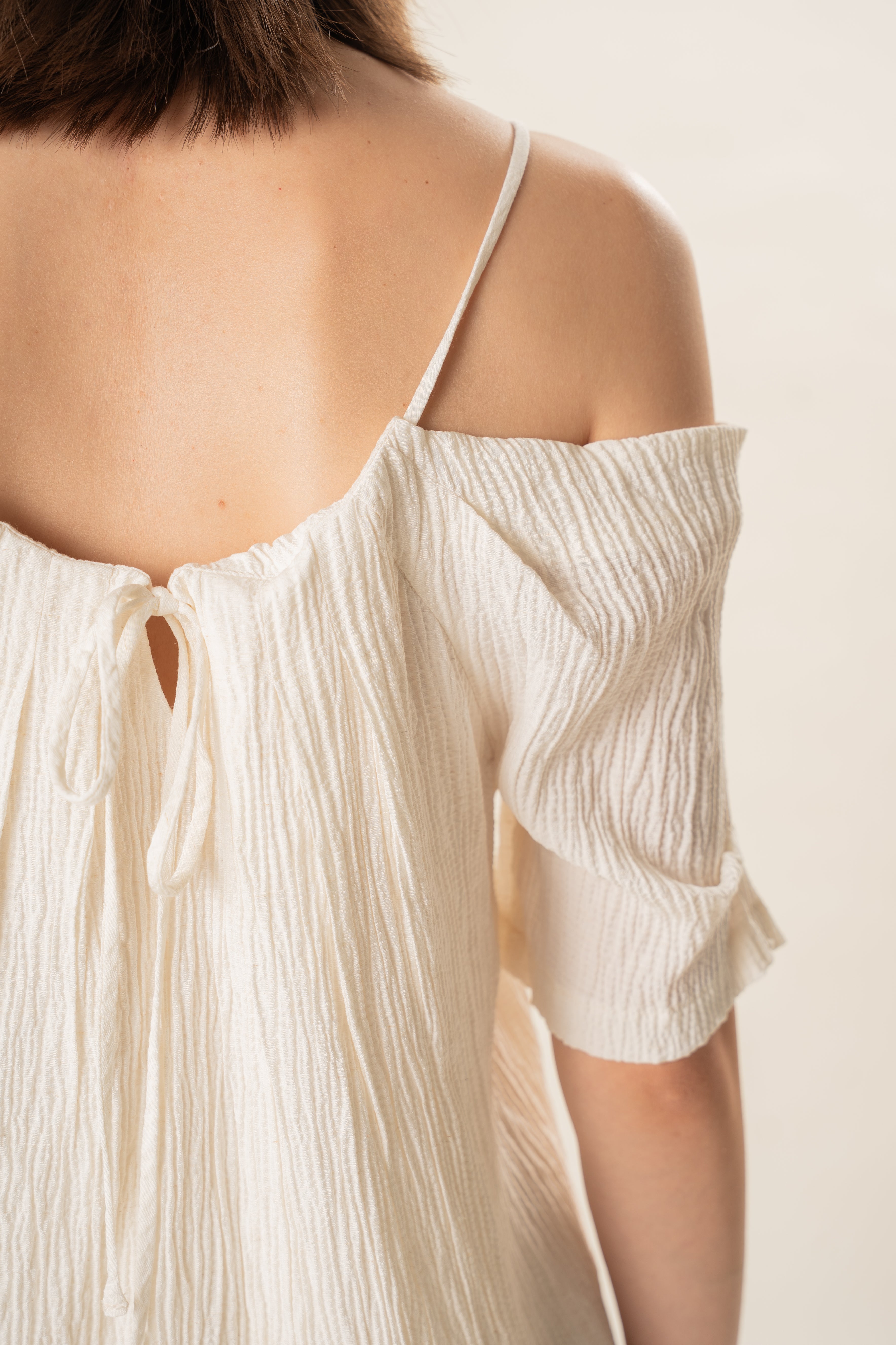 Textured Strap Swing Top in Natural