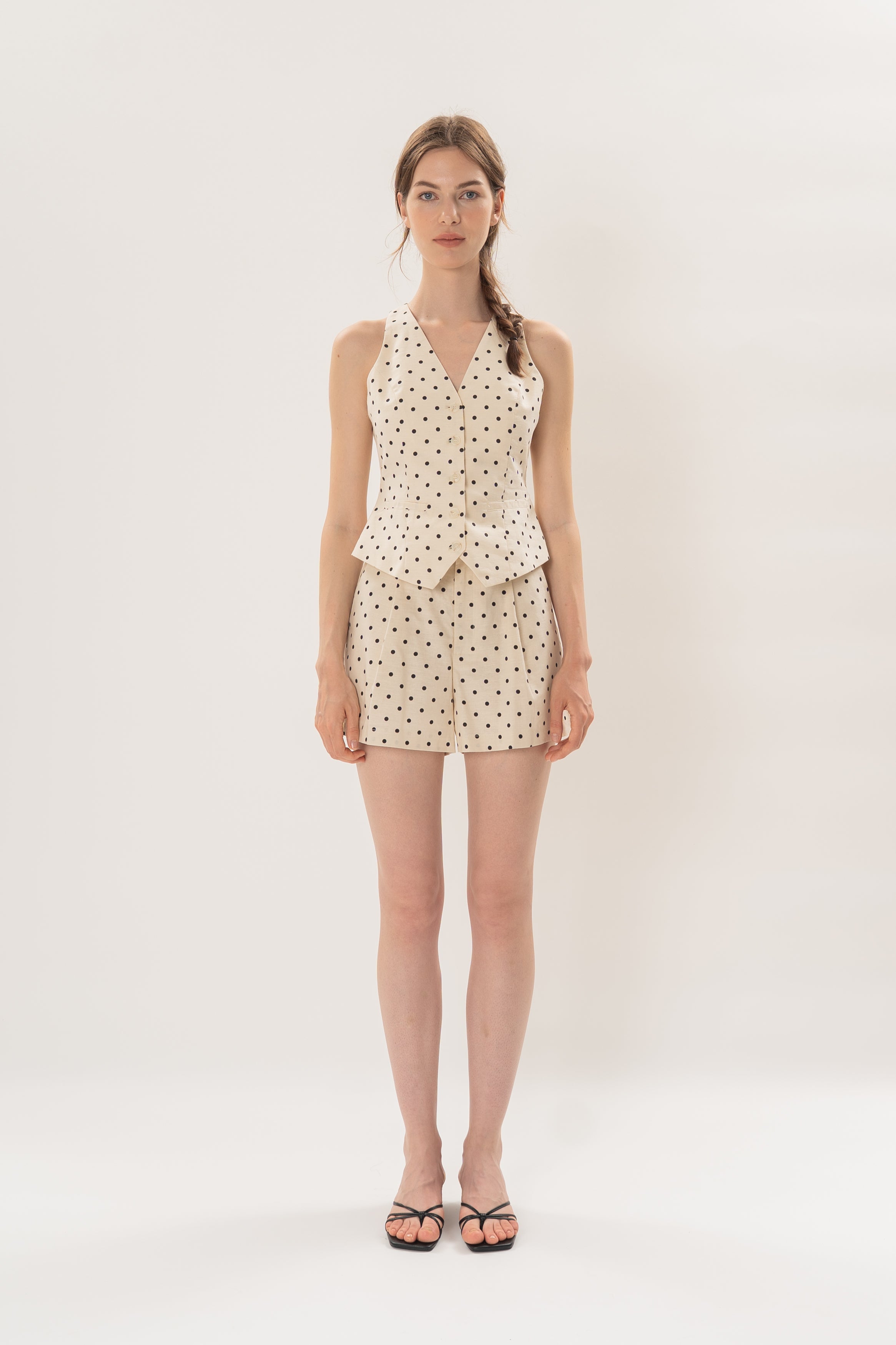 Halter Padded Waistcoat in Noir Dot