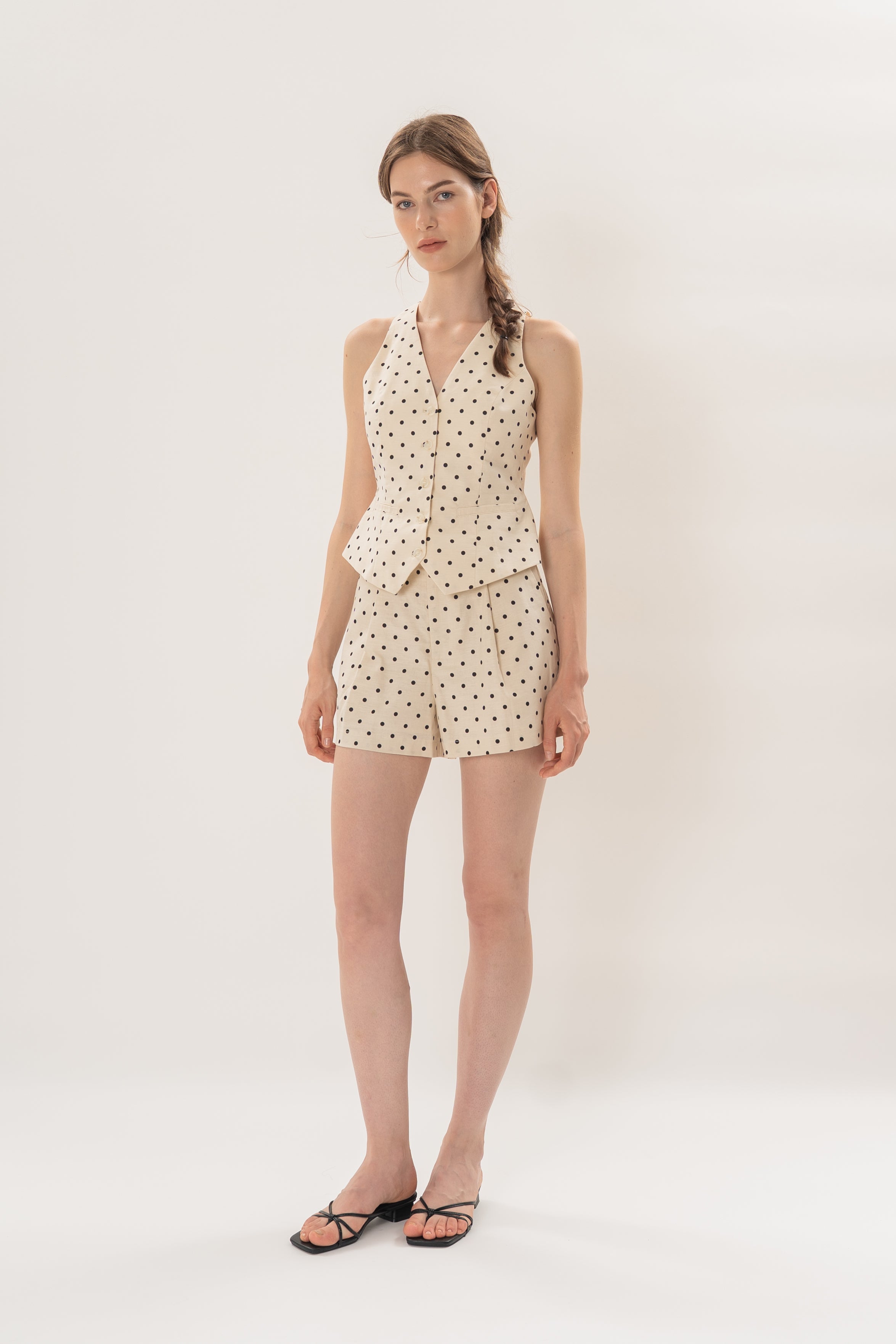 Halter Padded Waistcoat in Noir Dot