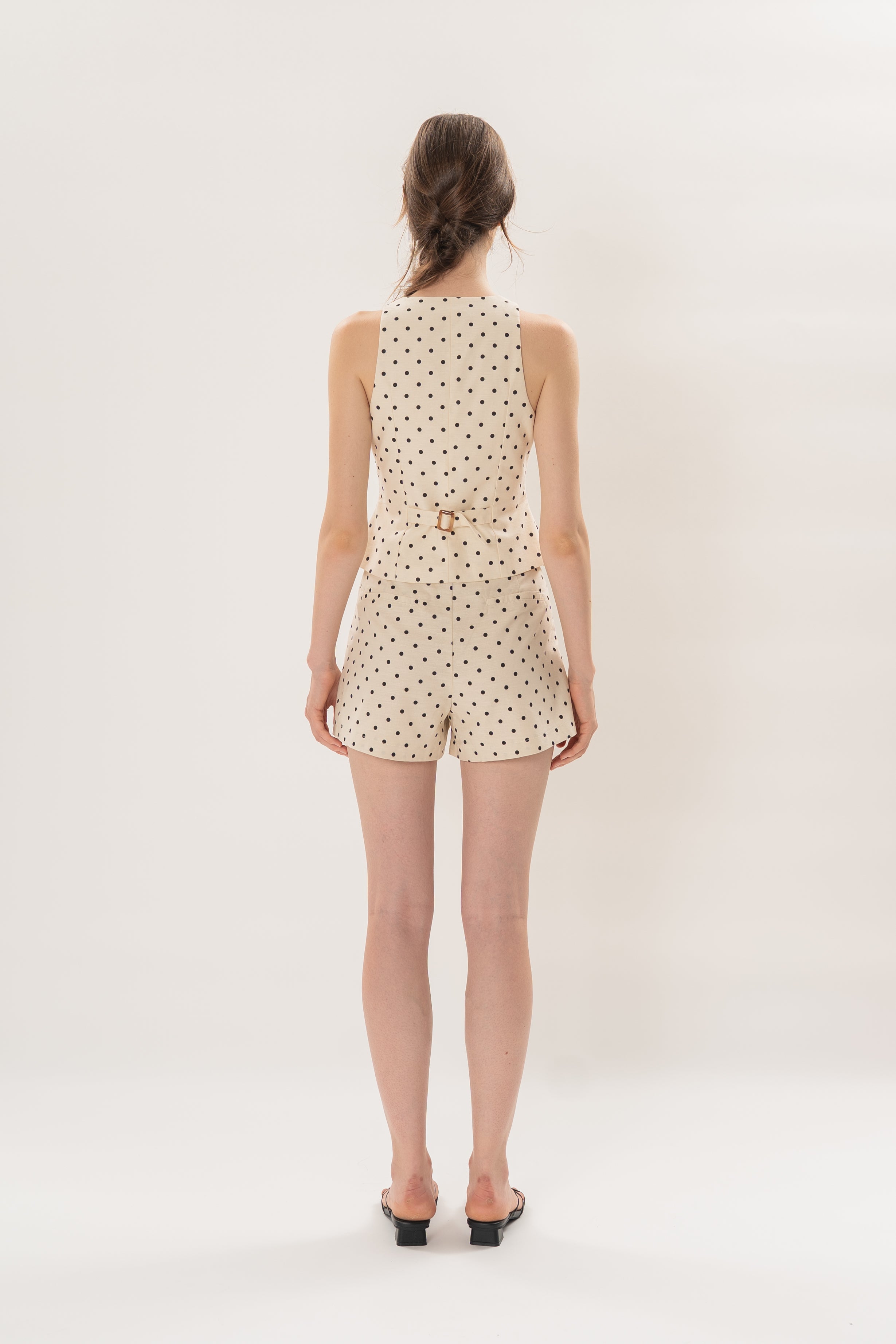 Halter Padded Waistcoat in Noir Dot