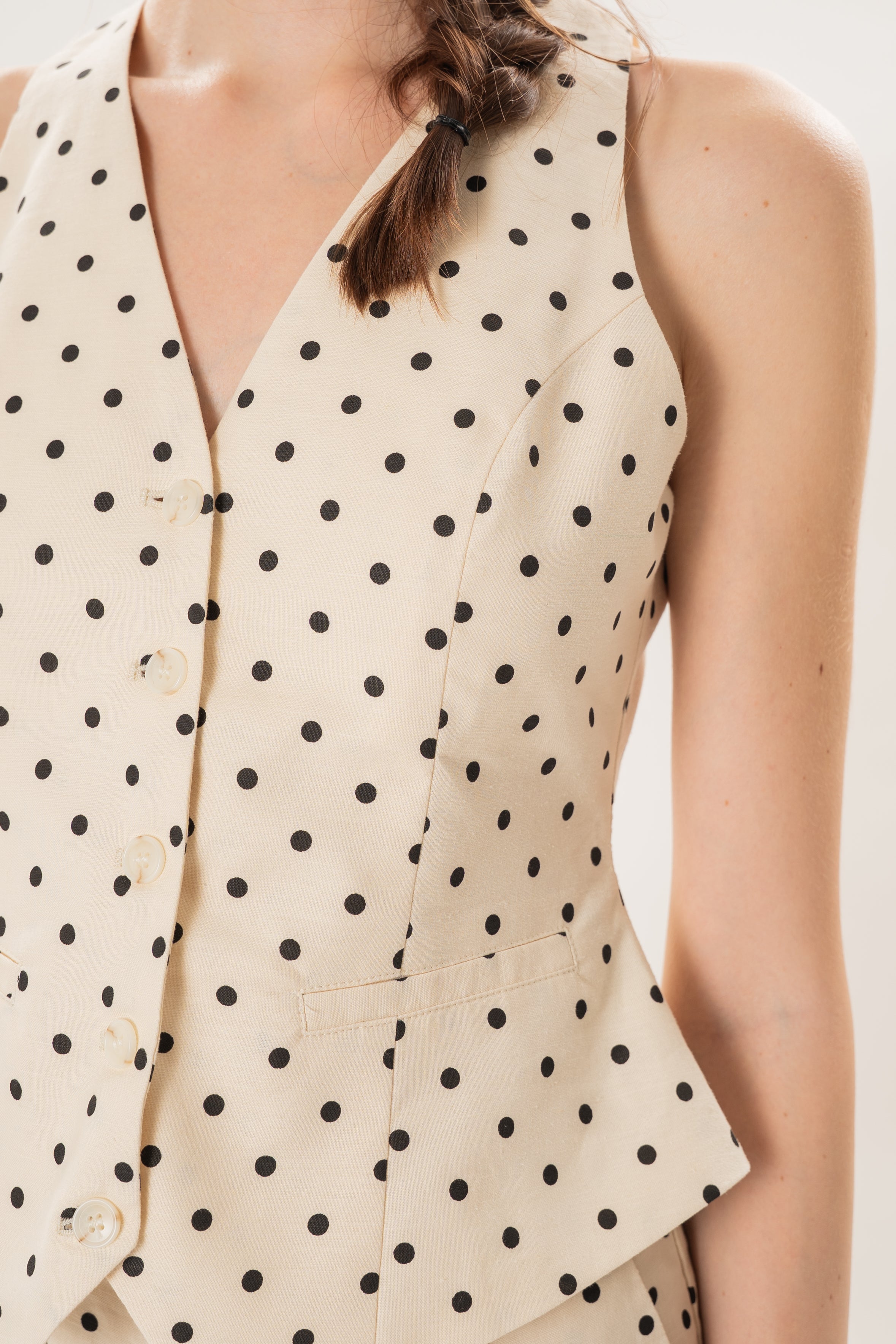 Halter Padded Waistcoat in Noir Dot