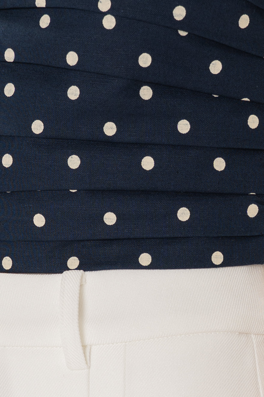 Ruched Bandeau Padded Top in Ivory Dot