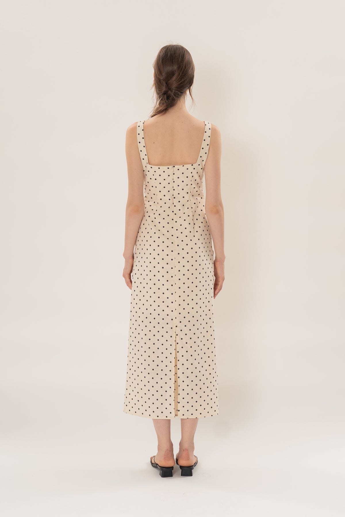 Ruched Maxi Dress in Noir Dot