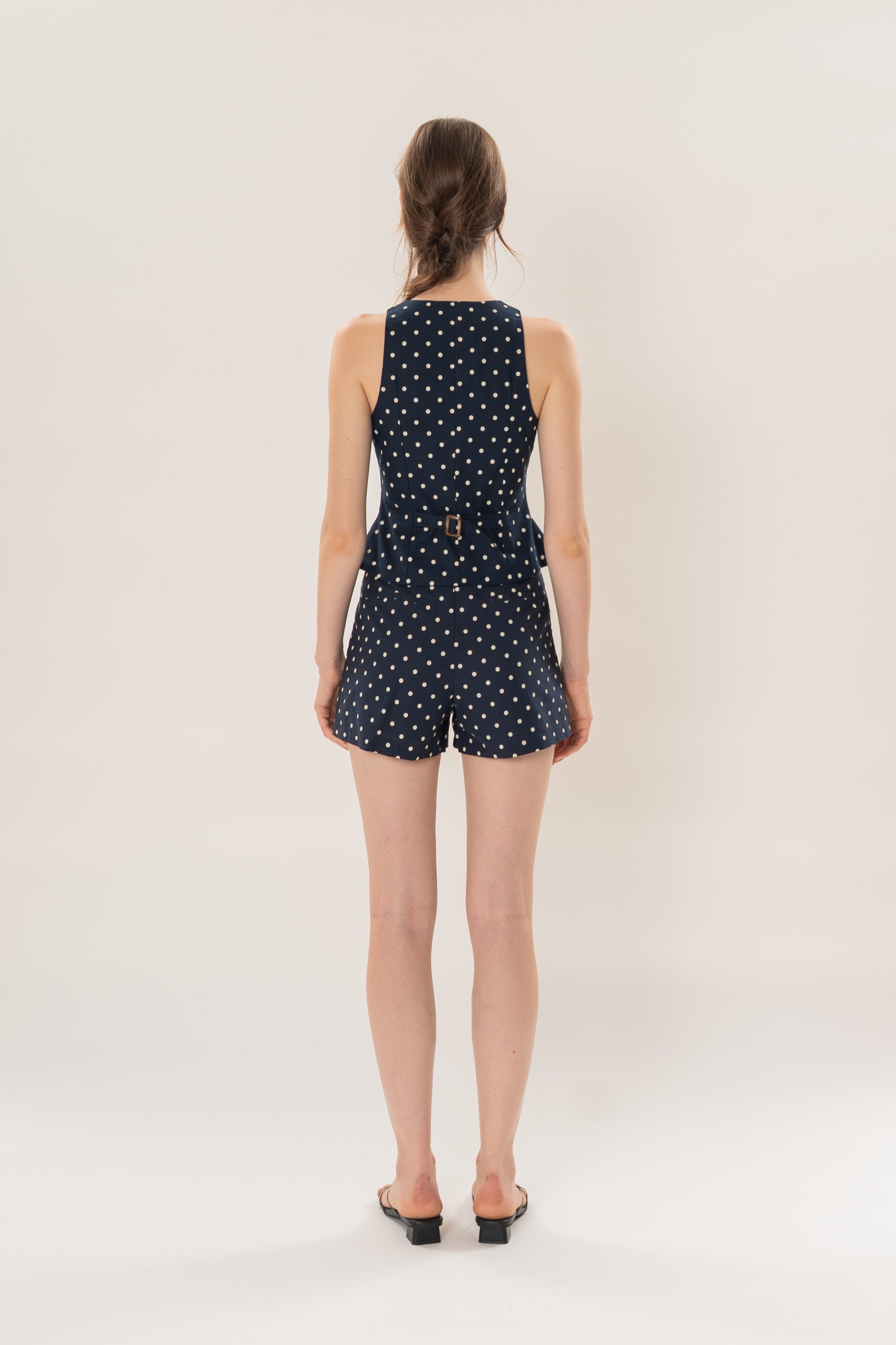 Halter Padded Waistcoat in Ivory Dot