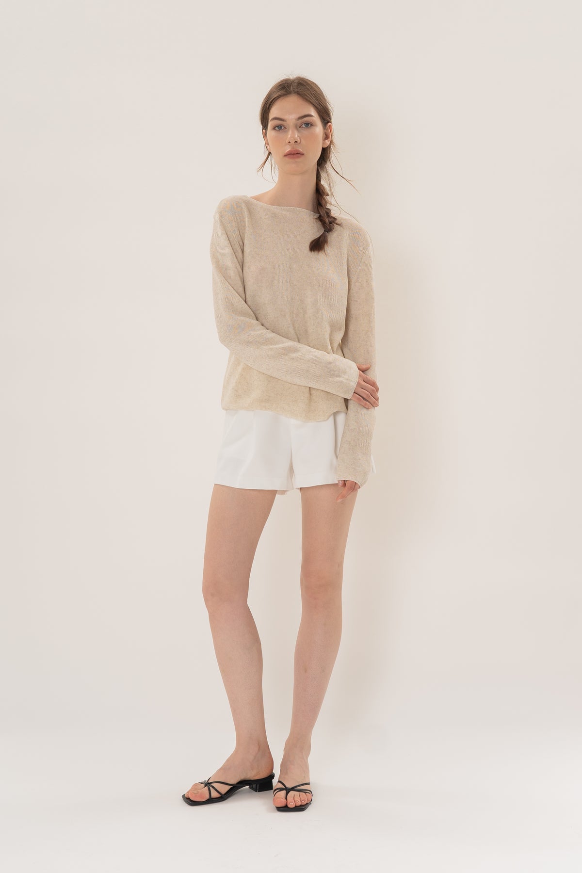 Summer Knit Boat Neck Sweater in Oat