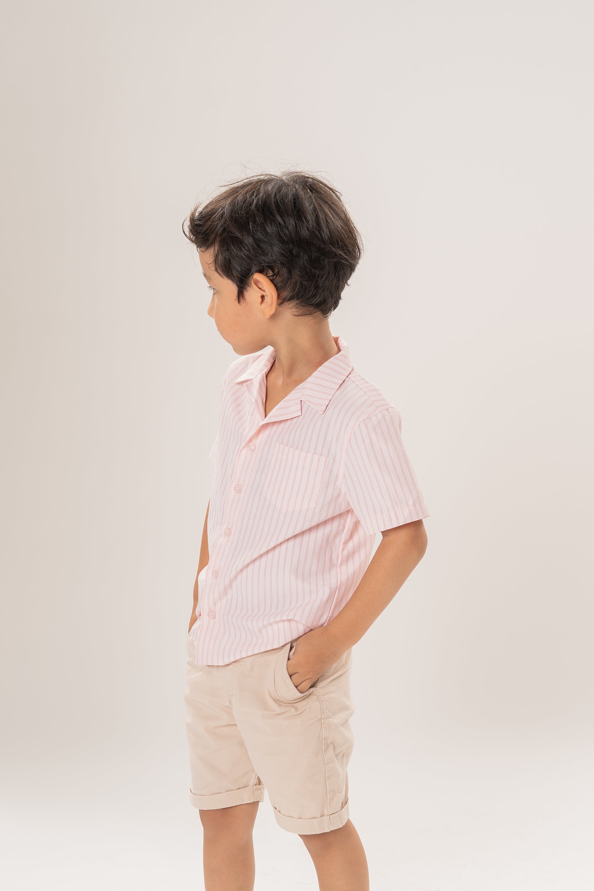 Mini Short Sleeve Pocket Shirt in Roseate Stripe