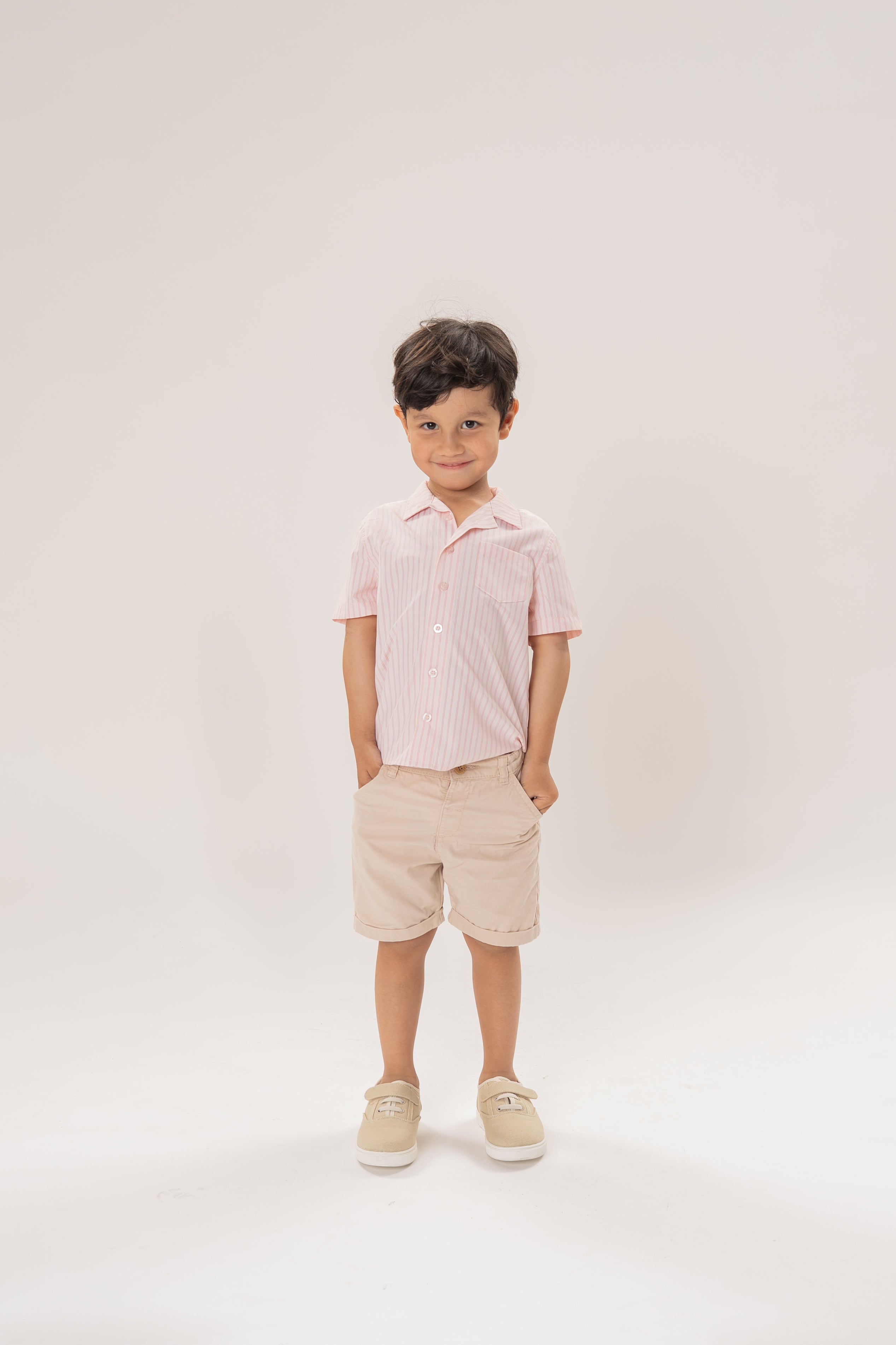 Mini Short Sleeve Pocket Shirt in Roseate Stripe