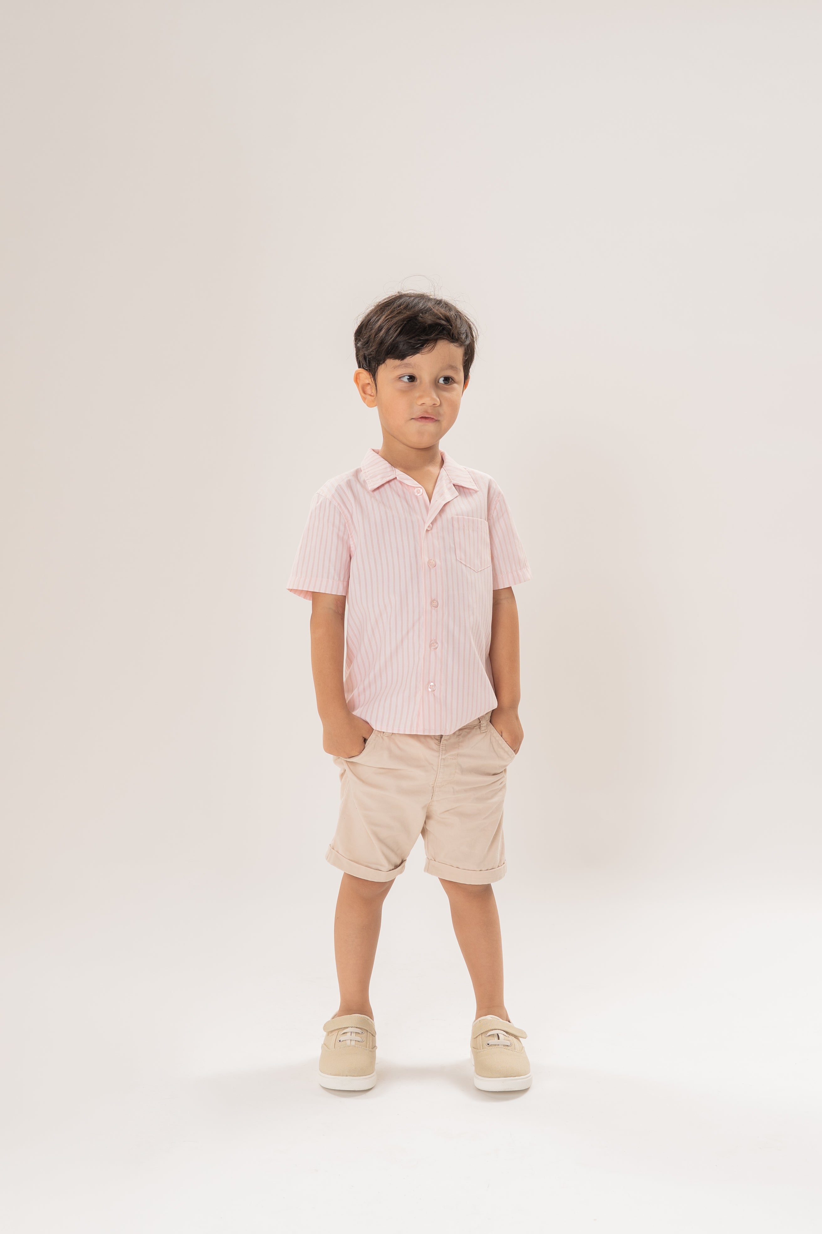 Mini Short Sleeve Pocket Shirt in Roseate Stripe