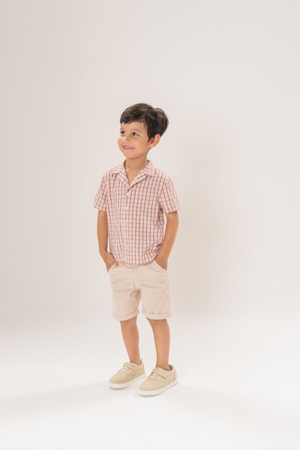 Mini Short Sleeve Pocket Shirt in Rosewood Gingham