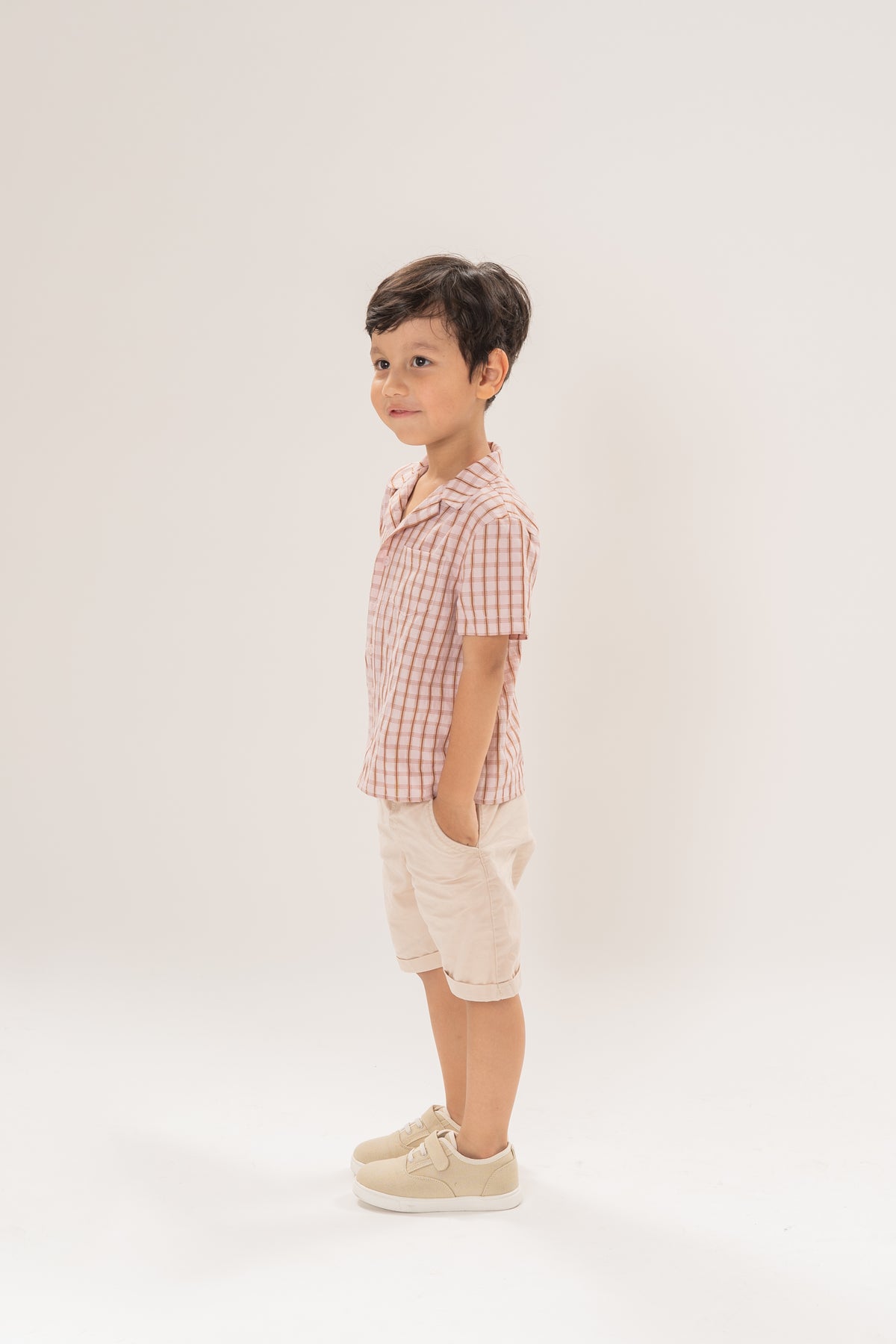 Mini Short Sleeve Pocket Shirt in Rosewood Gingham