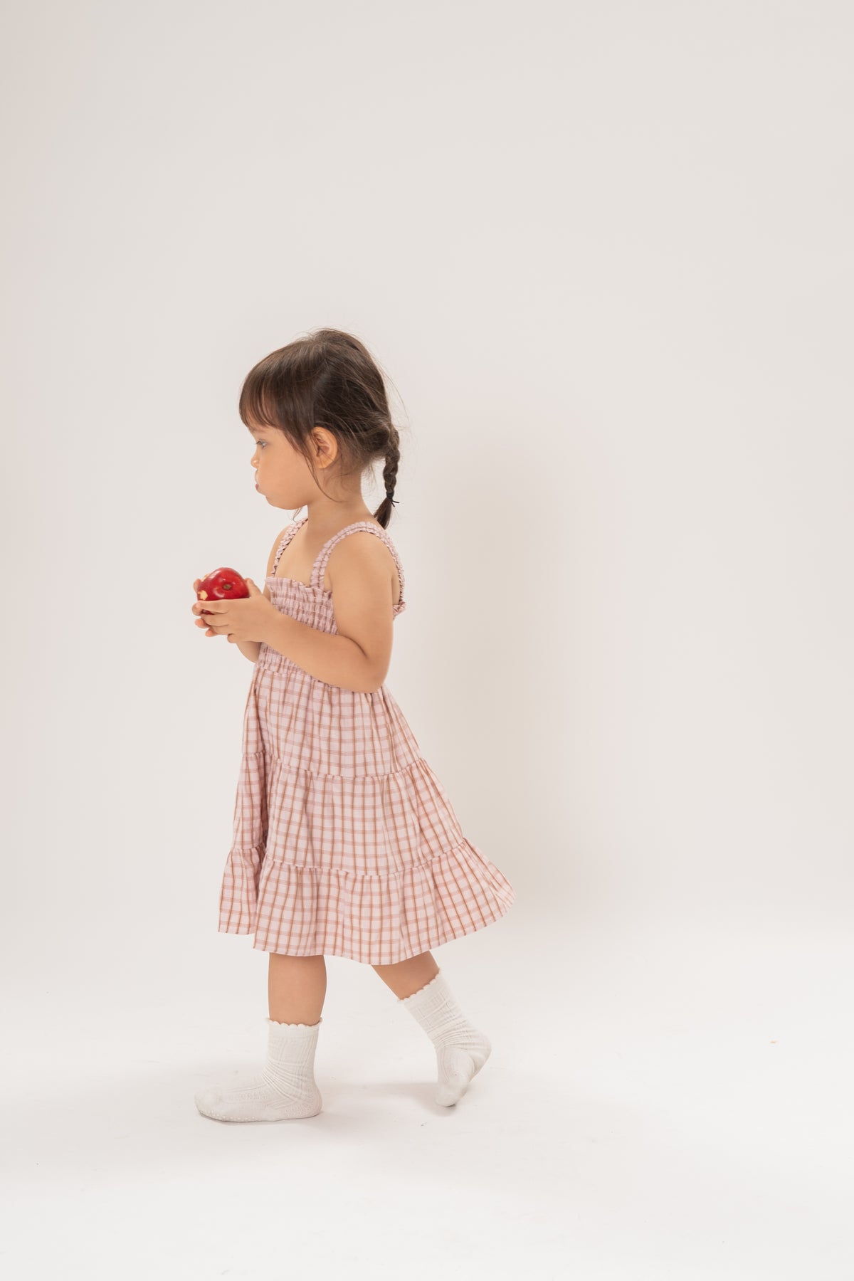 Mini Tiered Smocked Dress in Rosewood Gingham