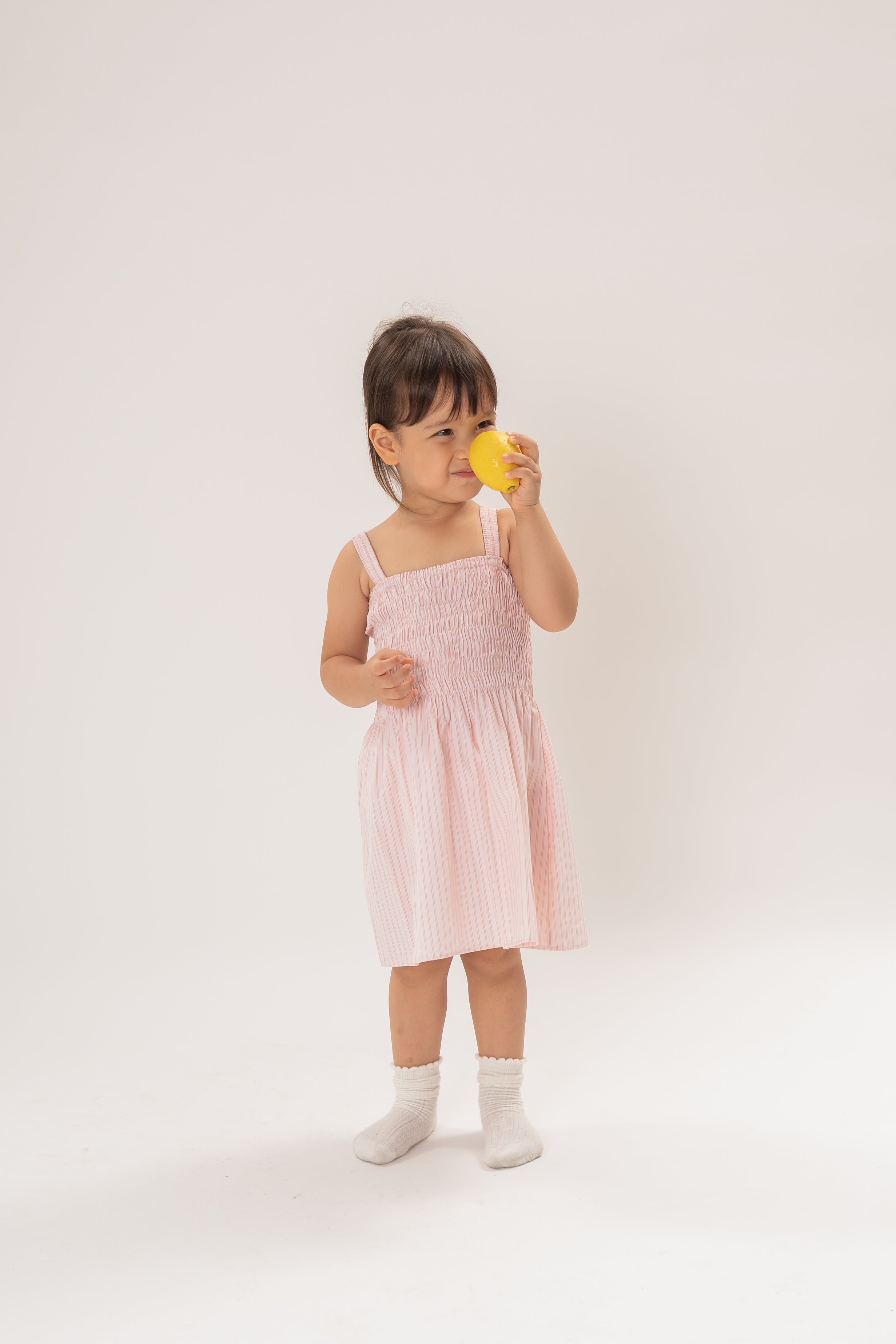 Mini Cami Shirred Dress in Roseate Stripe