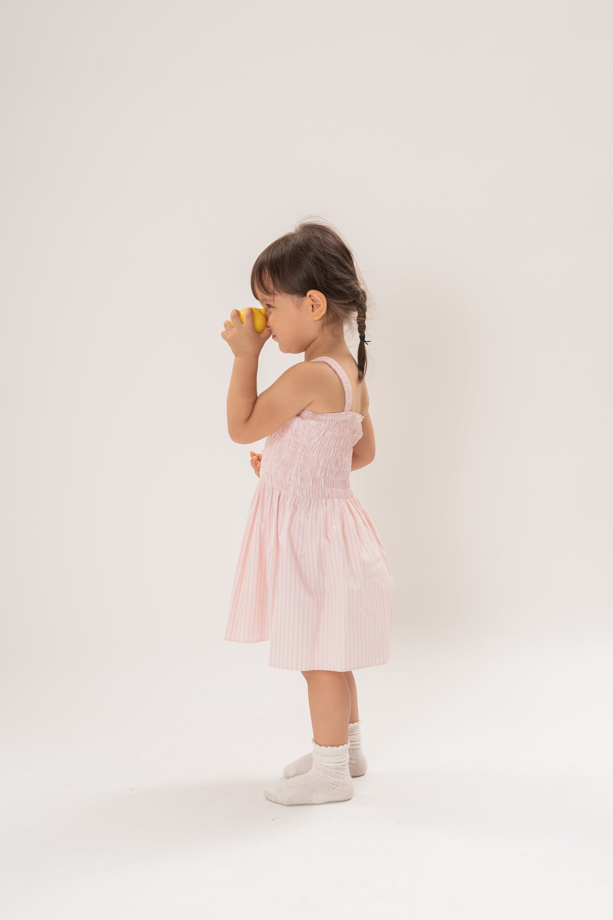 Mini Cami Shirred Dress in Roseate Stripe