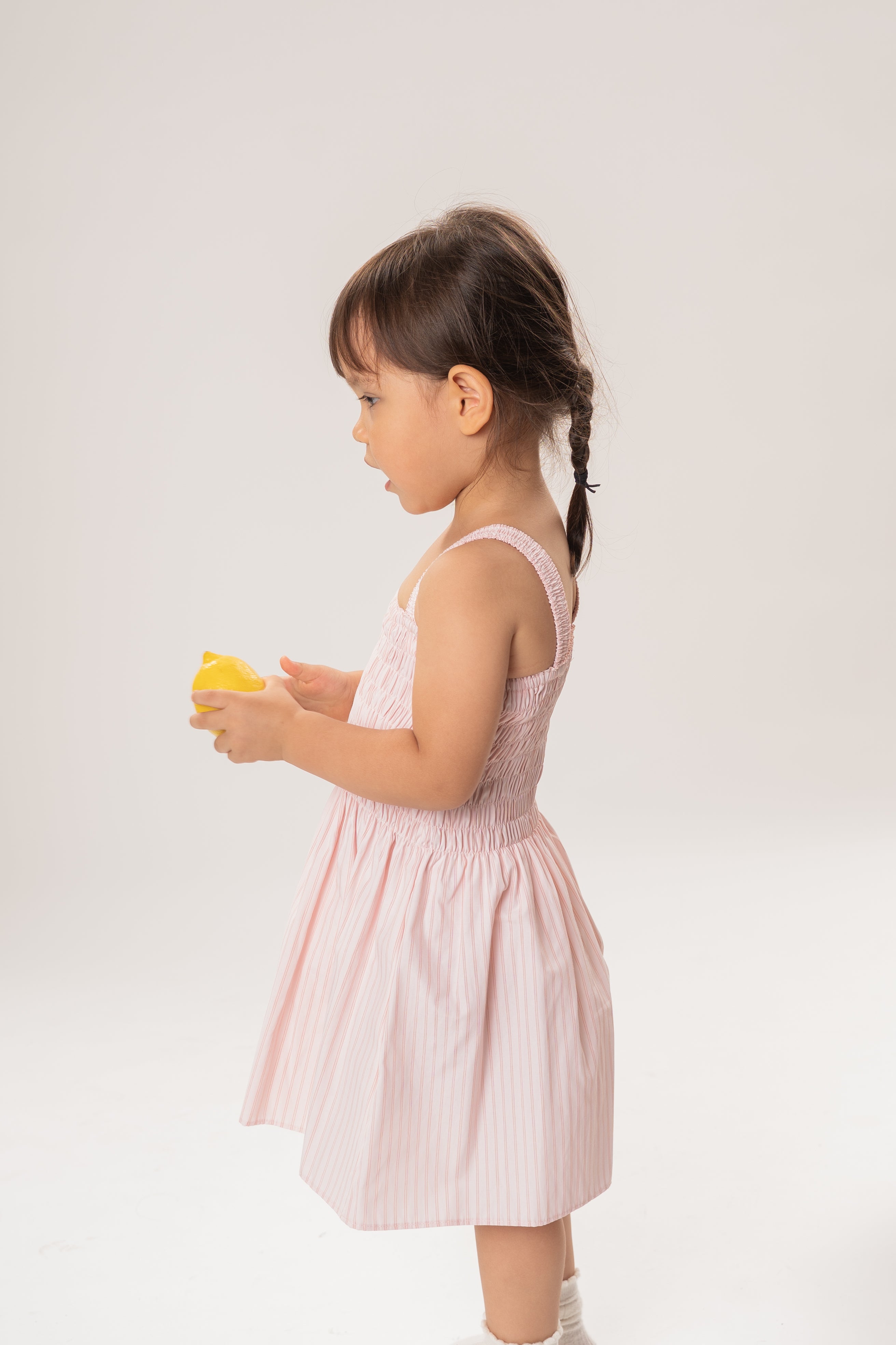 Mini Cami Shirred Dress in Roseate Stripe