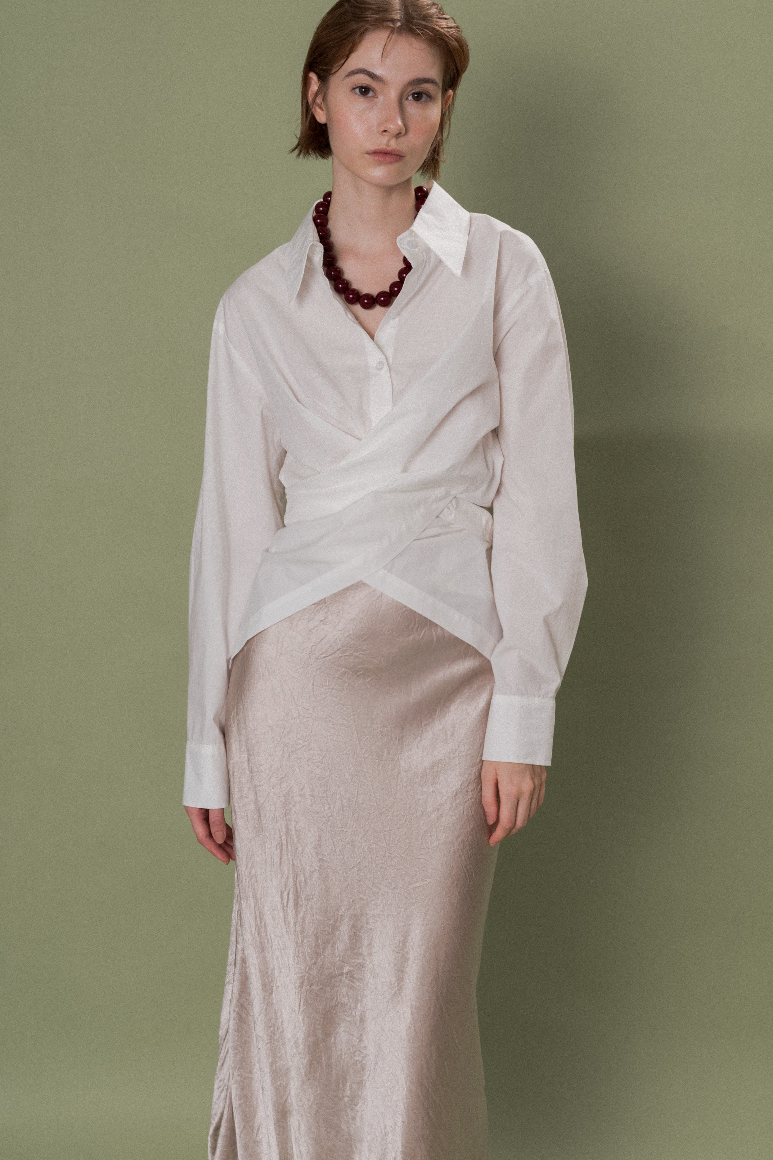 Two-Way Cotton Shirt in White