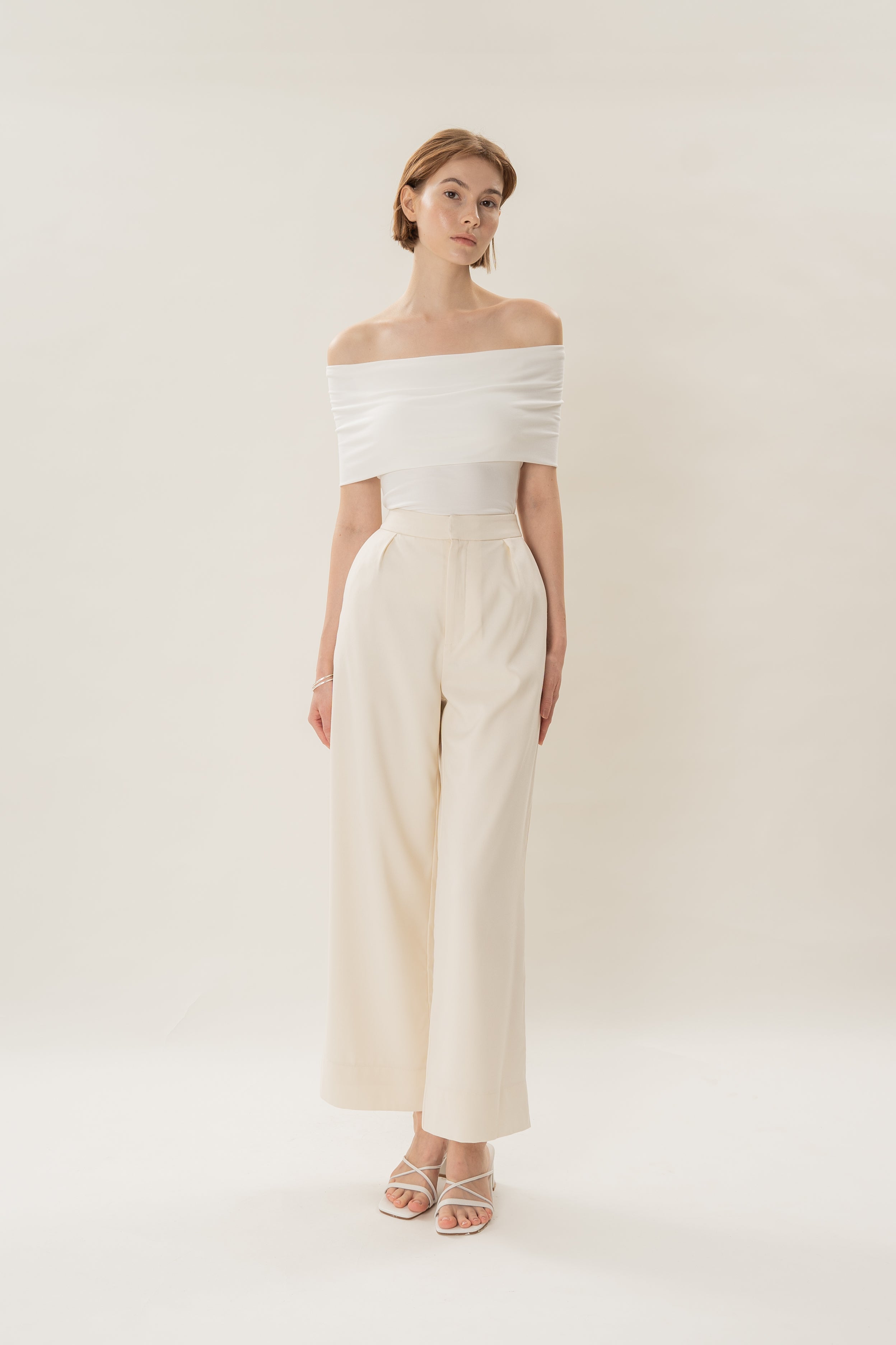 Classic Pleated Trousers in Ivory