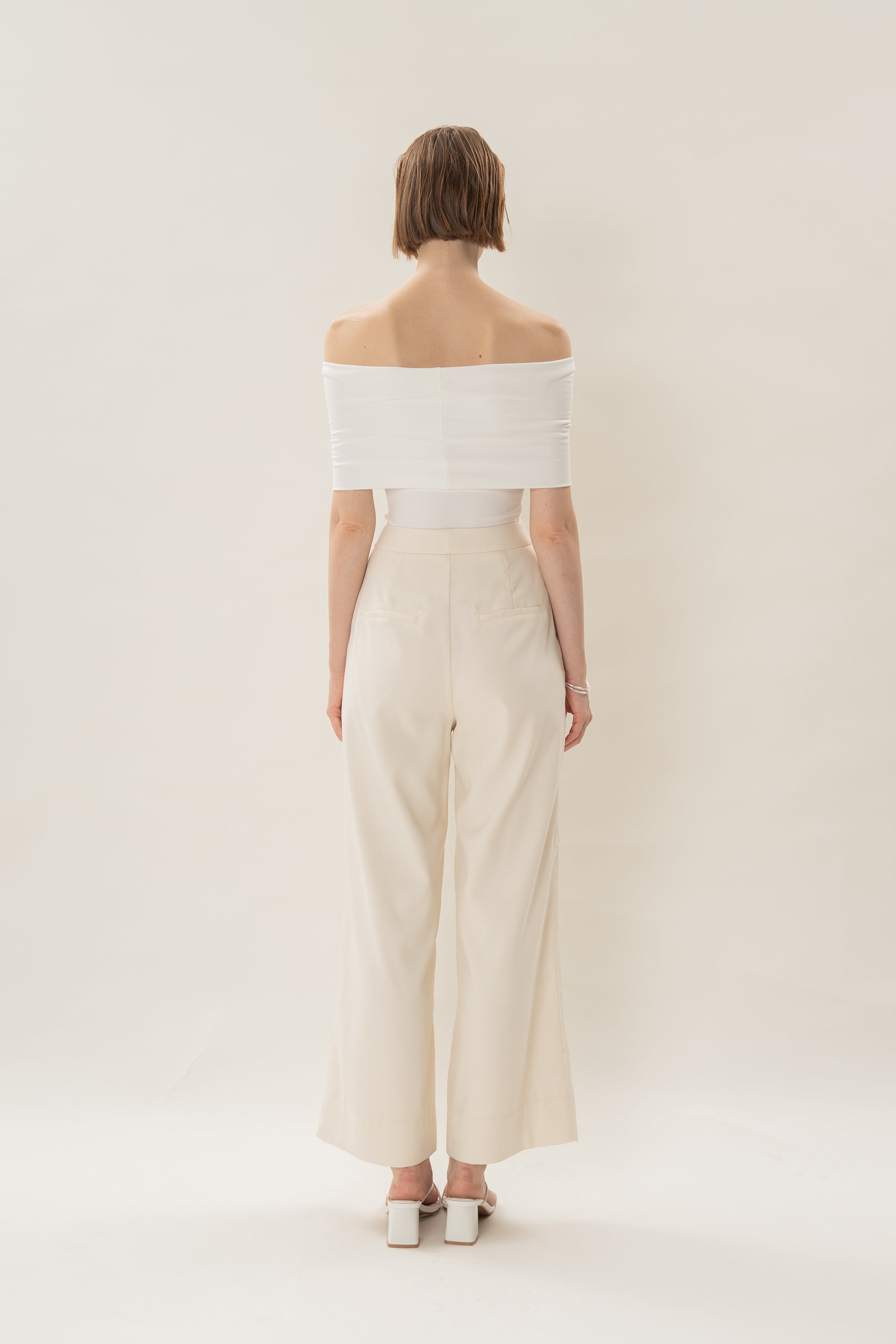 Classic Pleated Trousers in Ivory