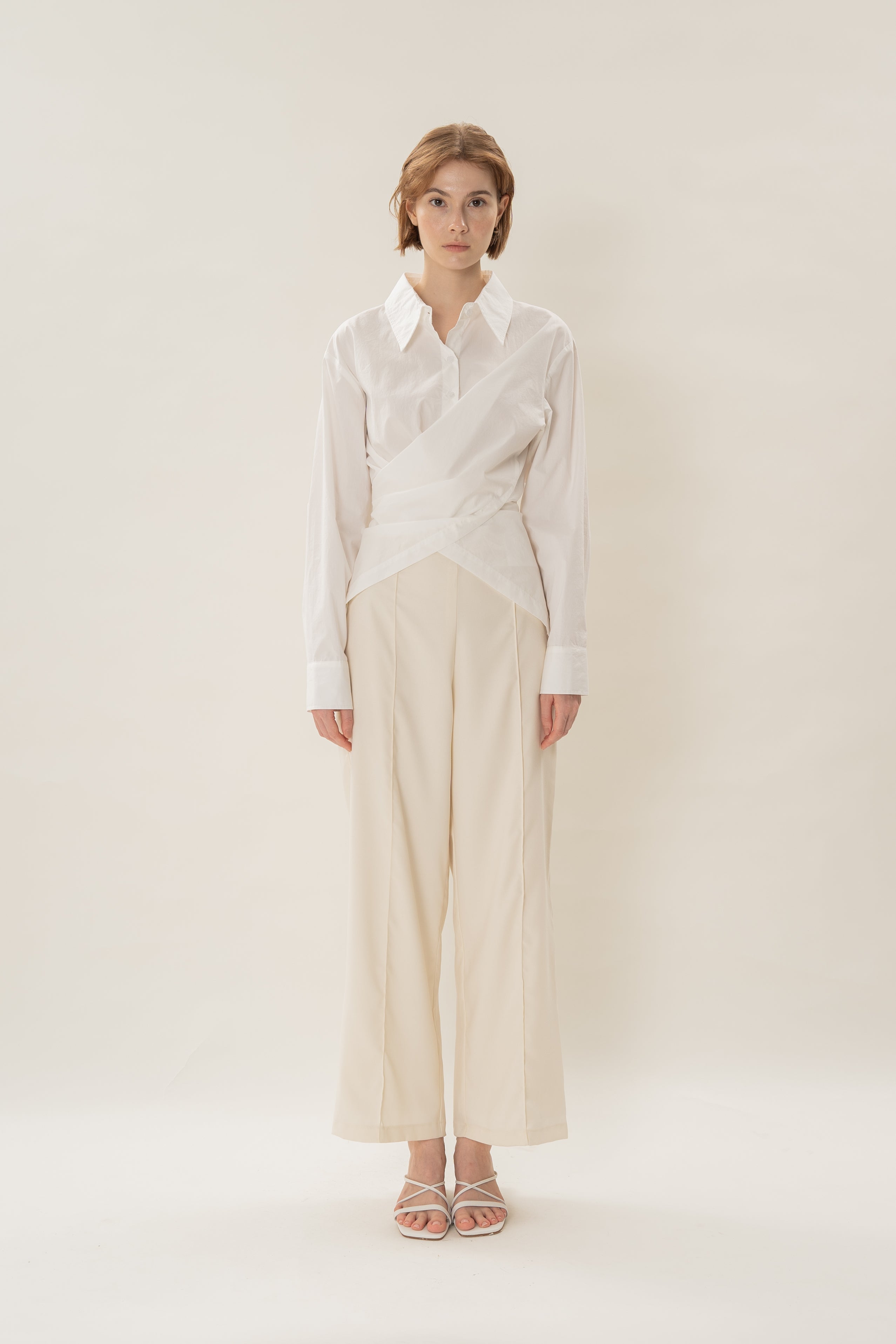 Two-Way Cotton Shirt in White