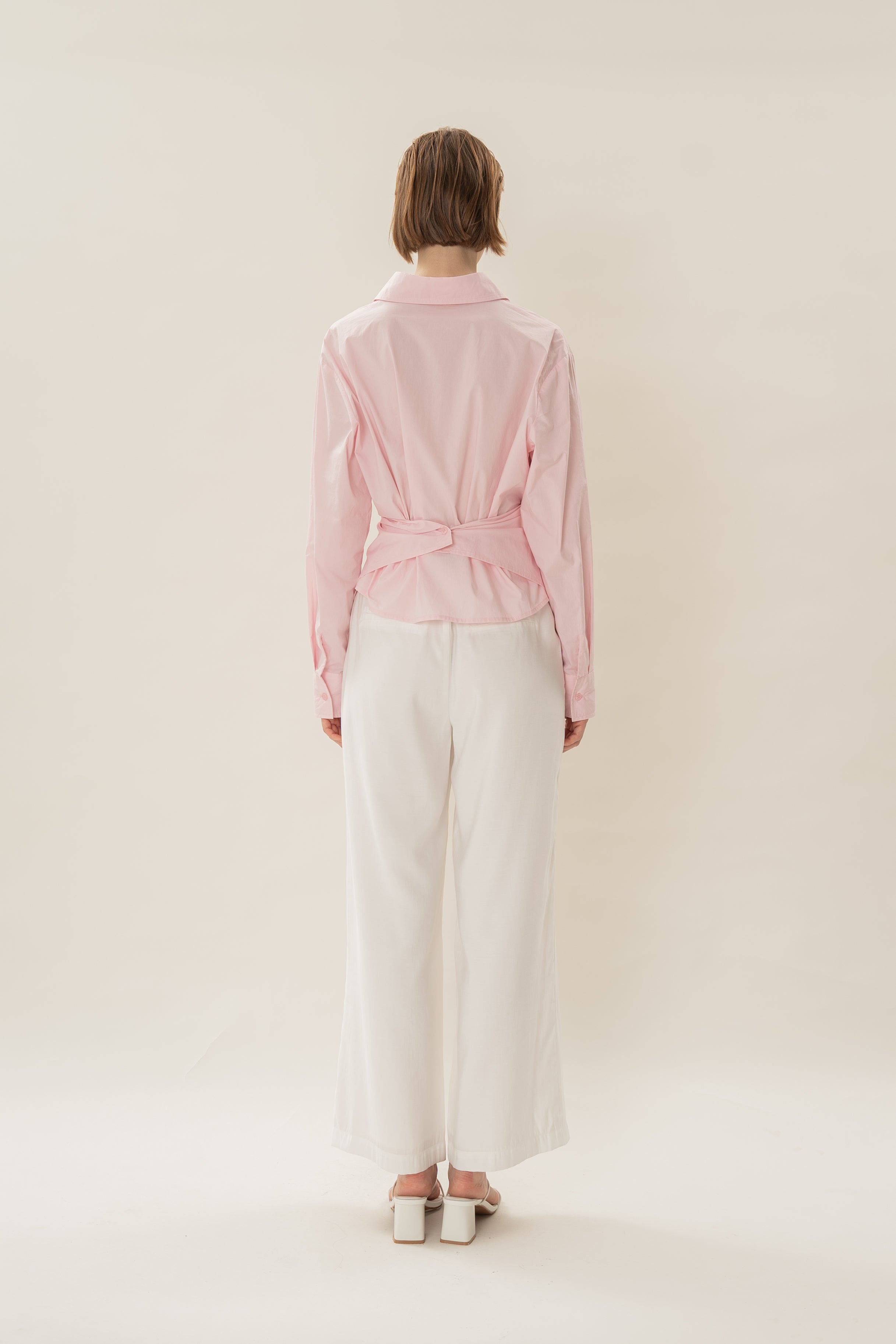 Two-Way Cotton Shirt in Pink