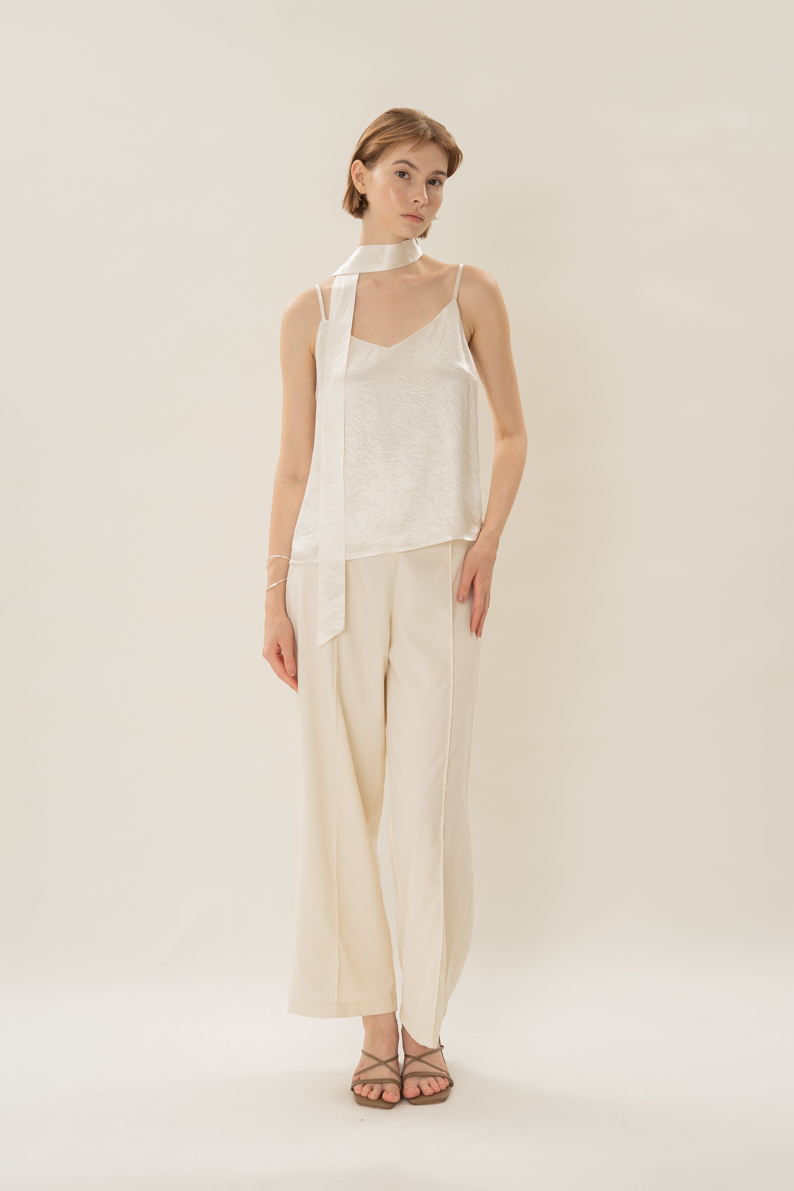 Satin Camisole Slip Top in Ivory