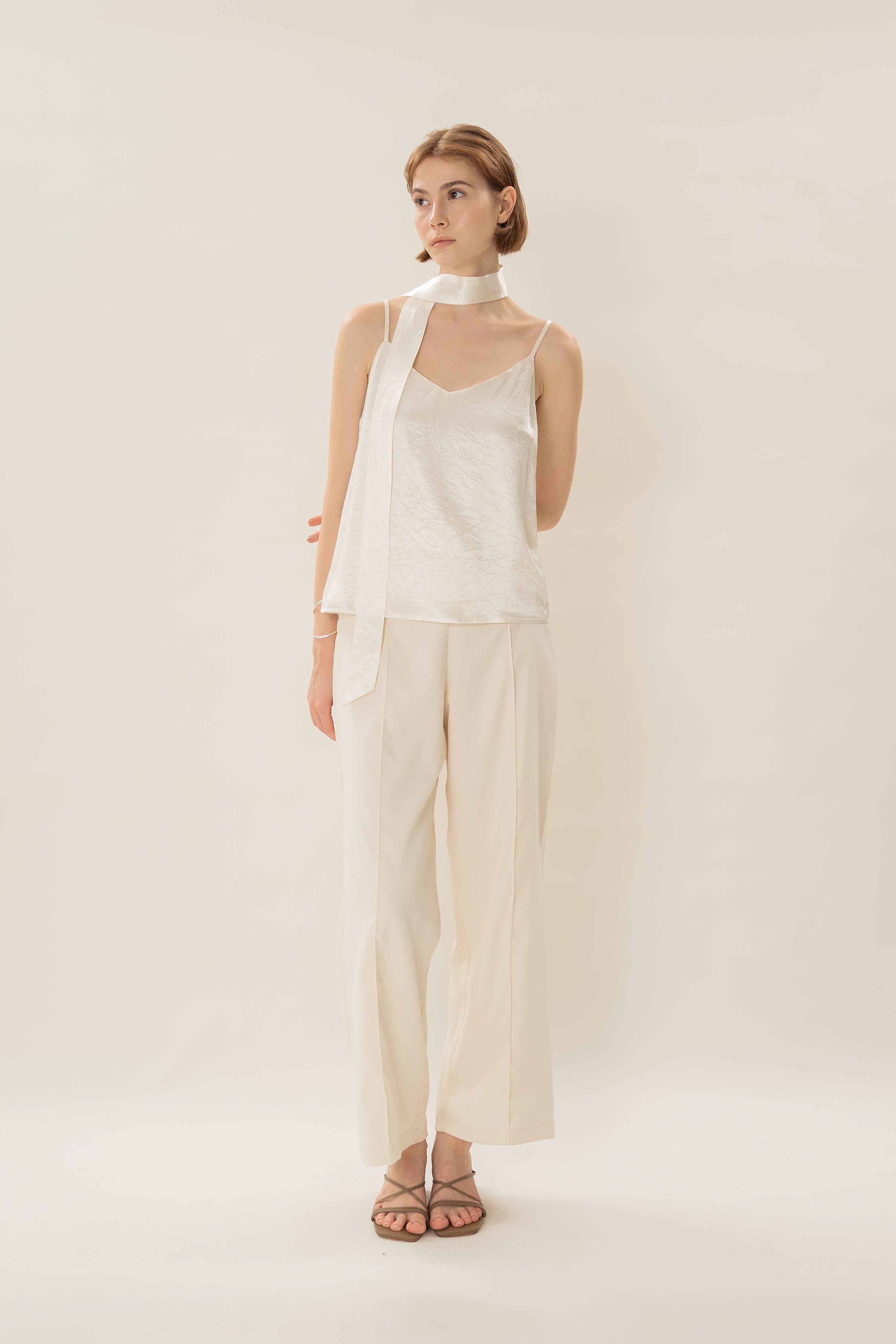 Satin Camisole Slip Top in Ivory