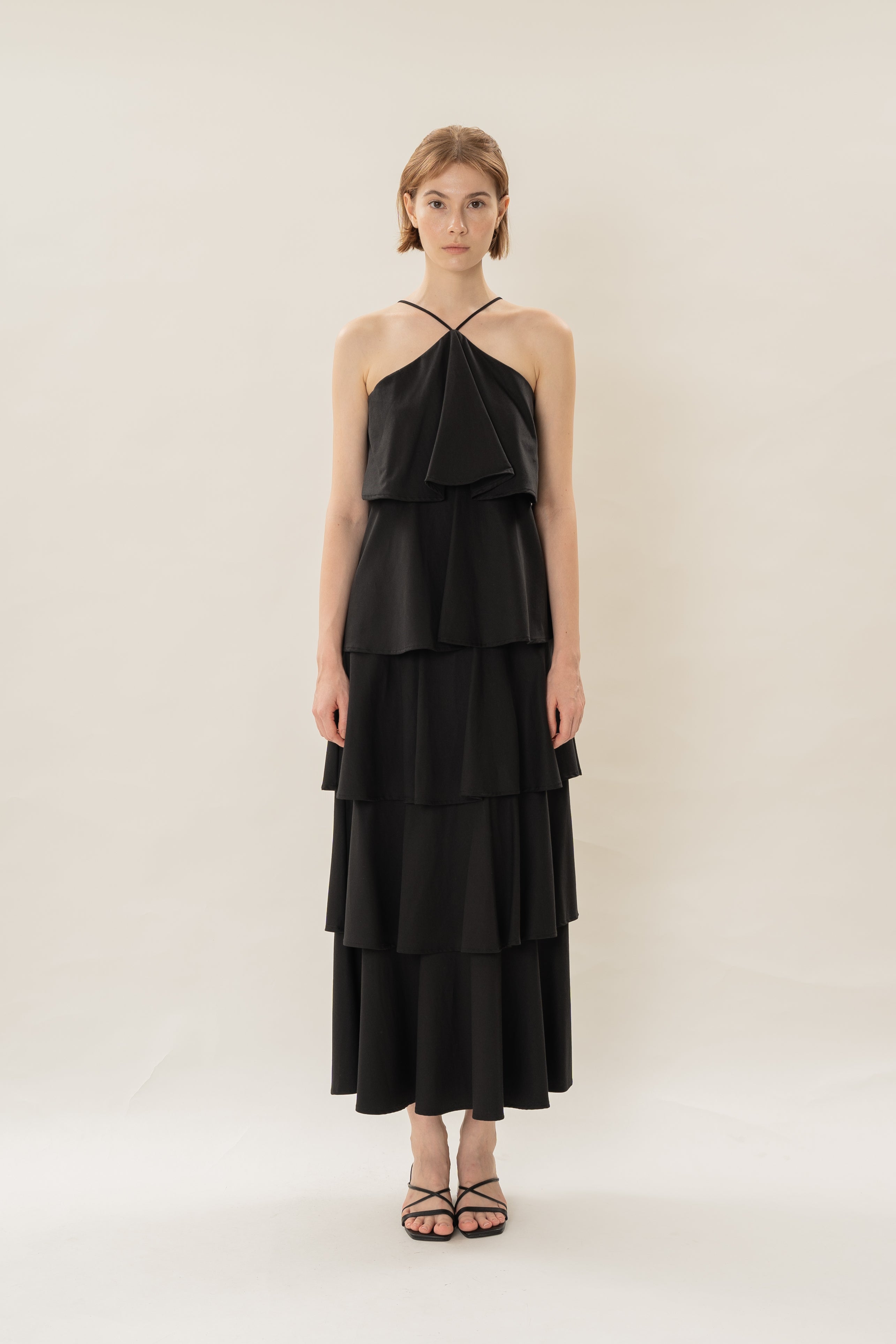 Layered Maxi Dress in Black