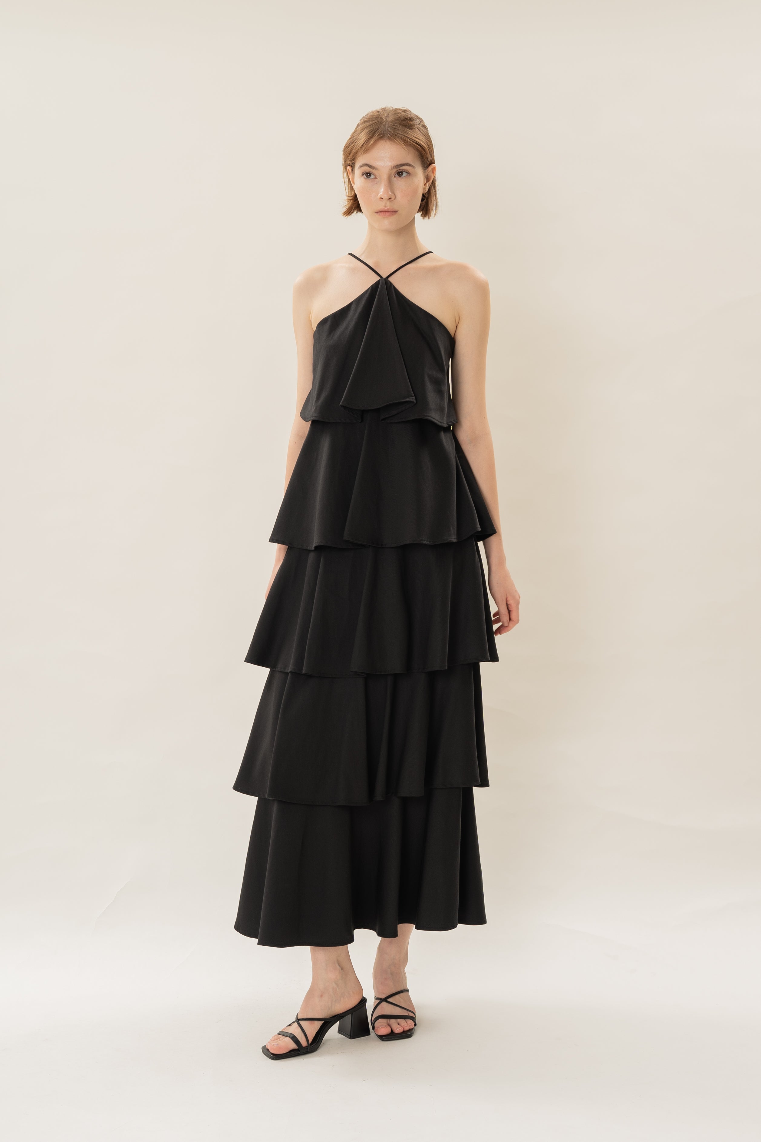 Layered Maxi Dress in Black