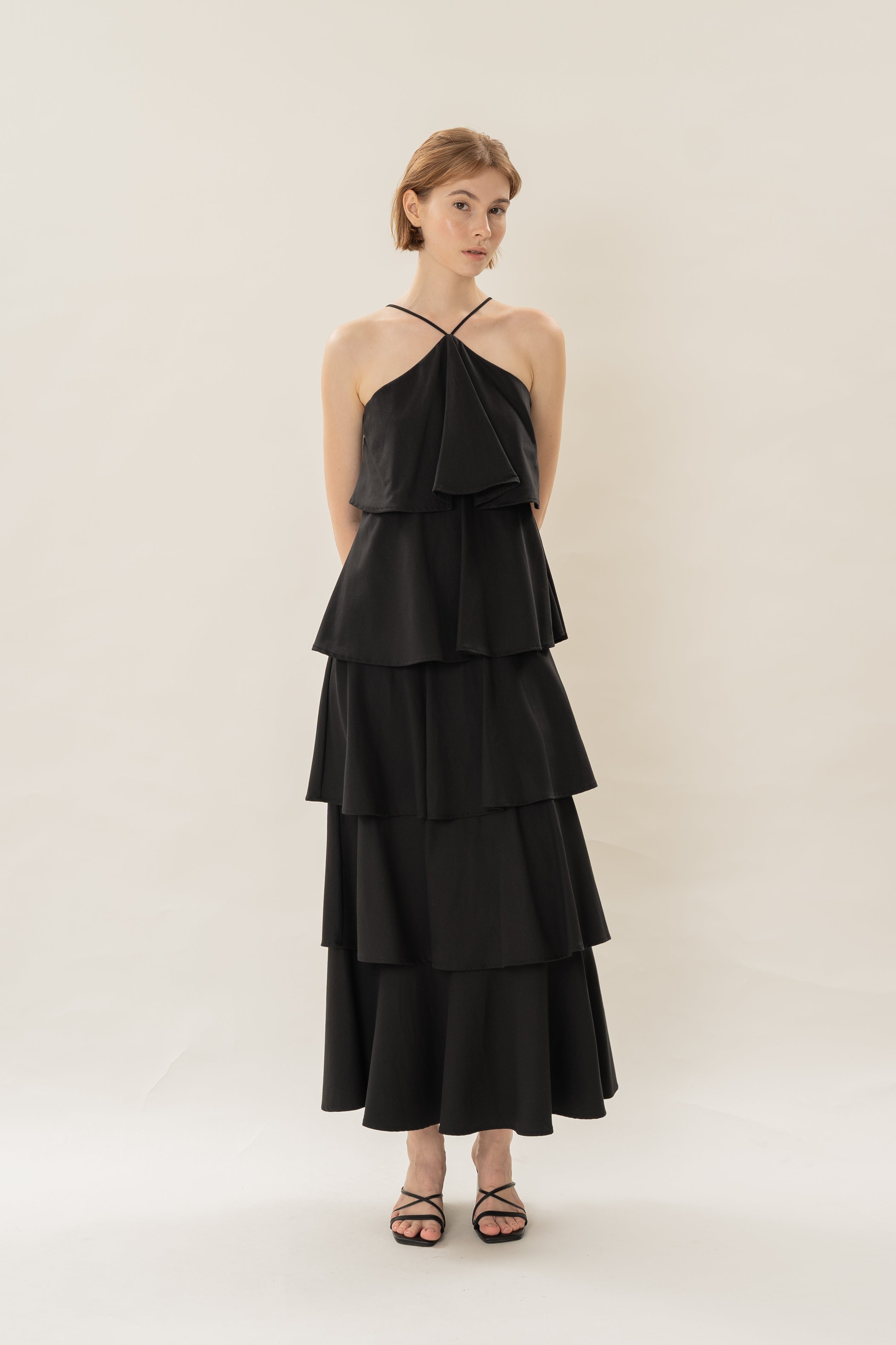 Layered Maxi Dress in Black