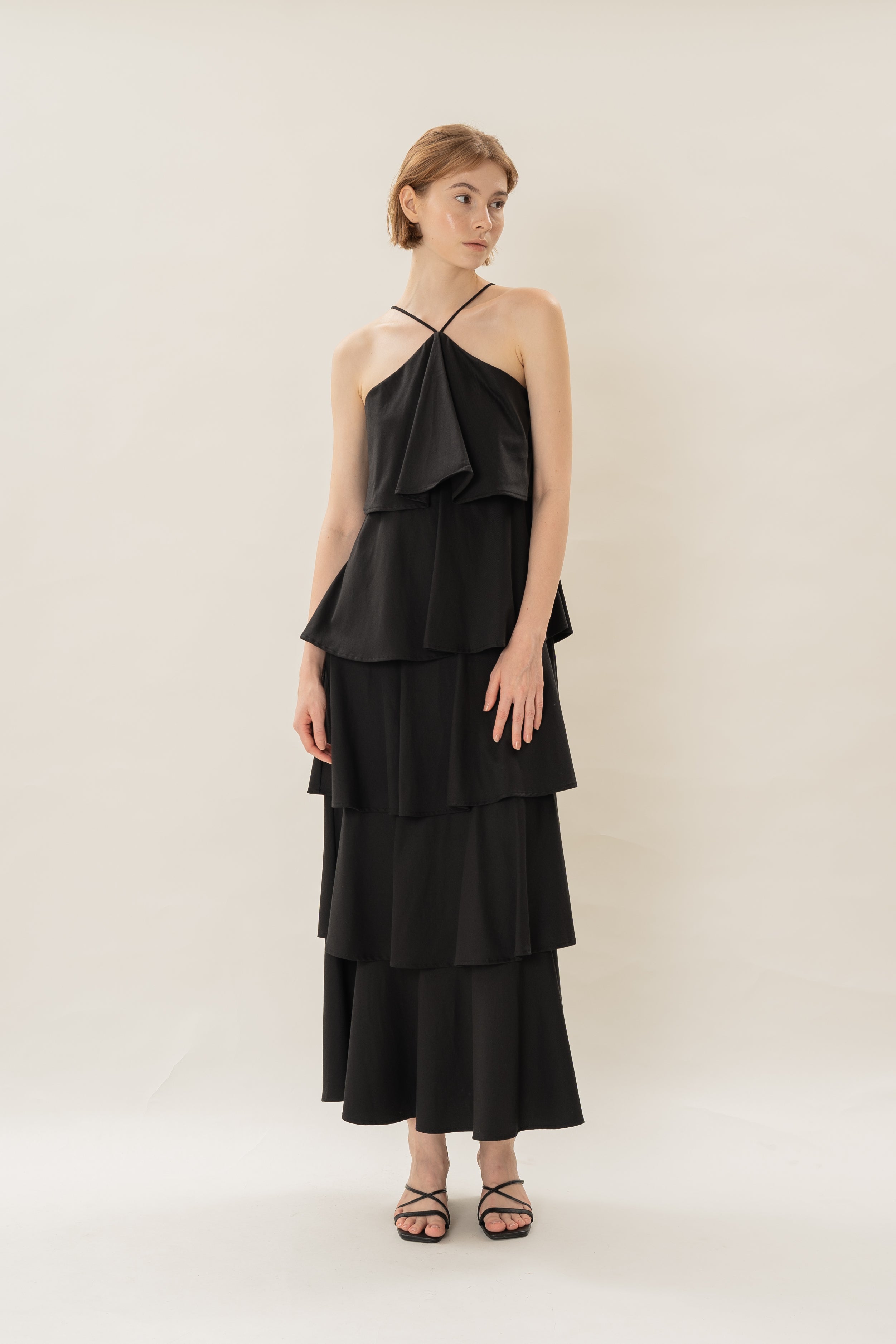 Layered Maxi Dress in Black