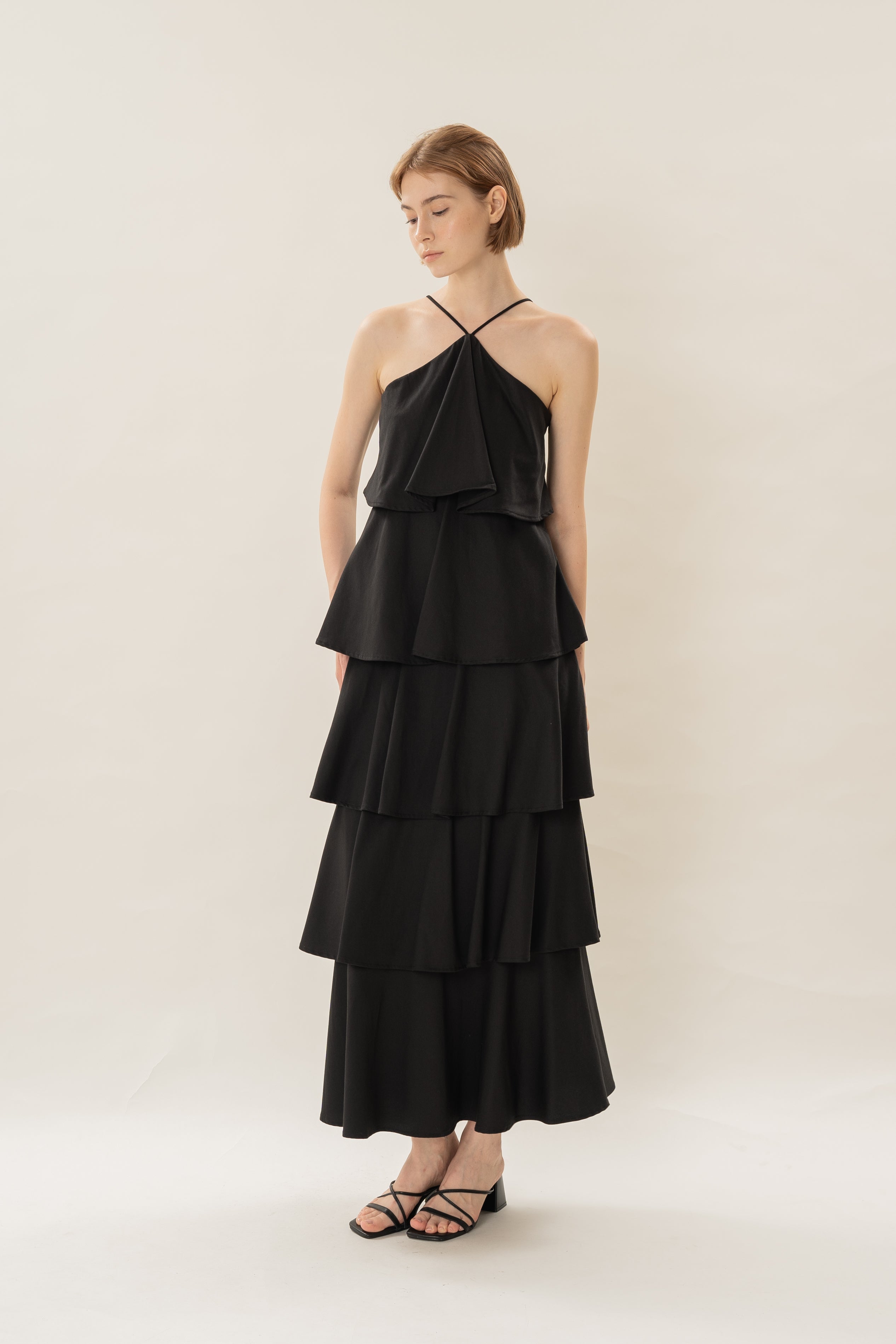 Layered Maxi Dress in Black