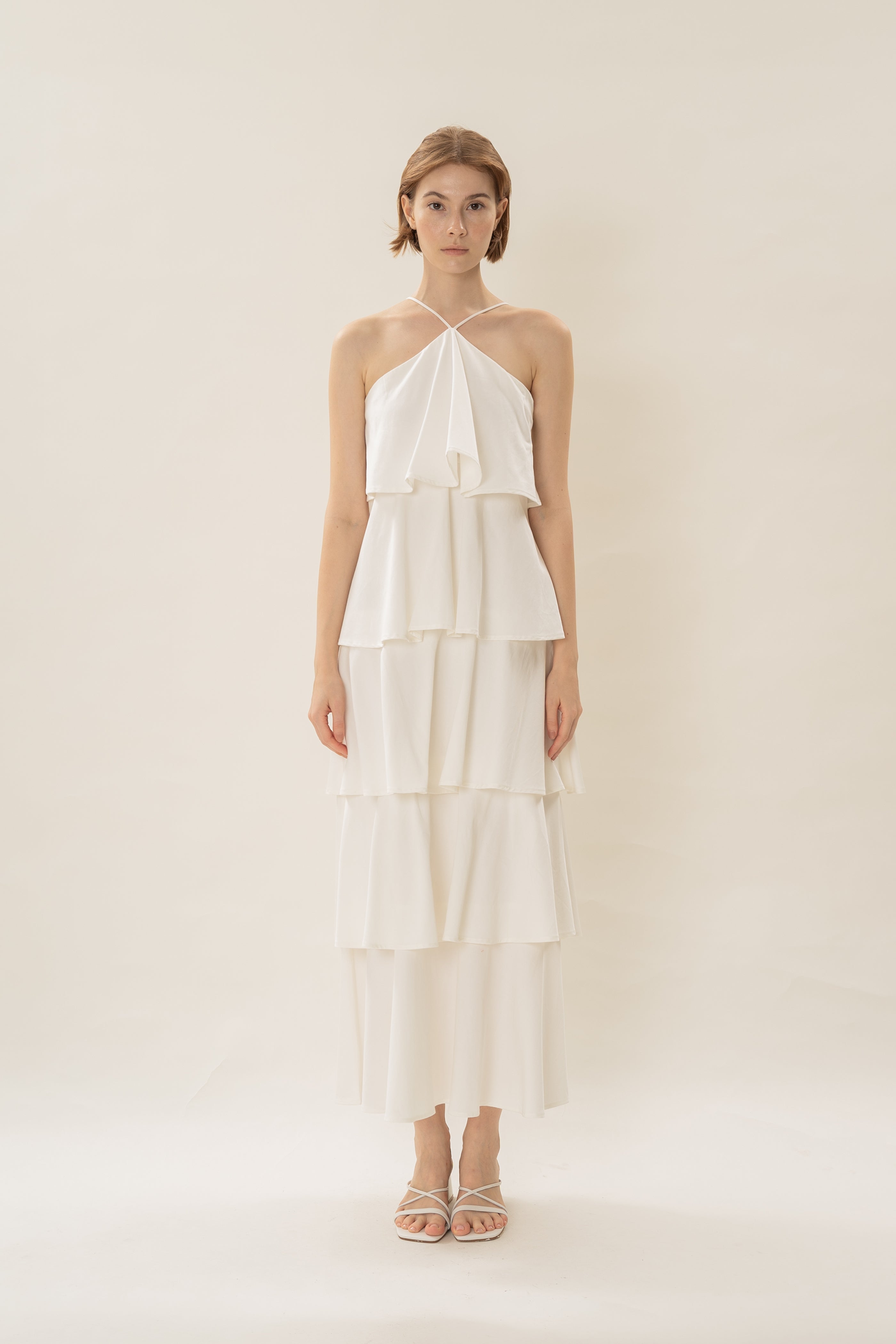 Layered Maxi Dress in White