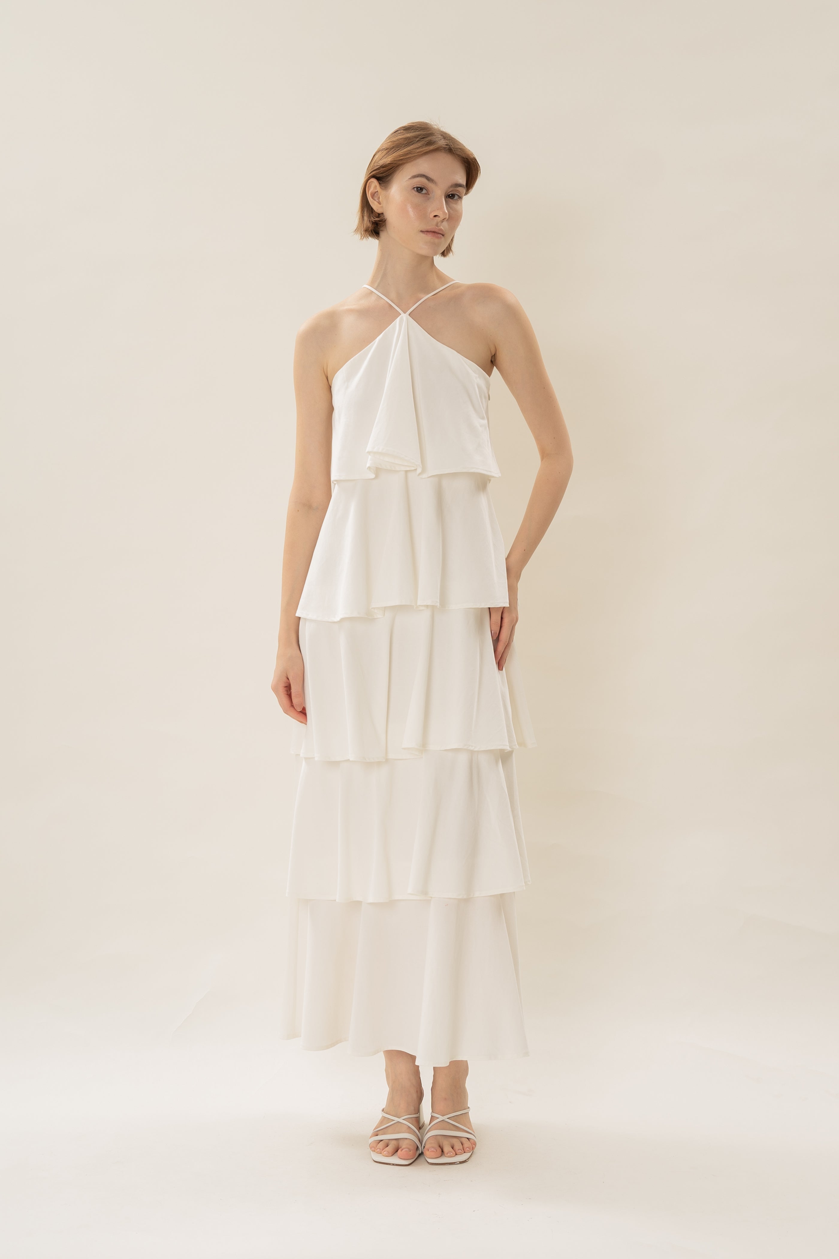 Layered Maxi Dress in White