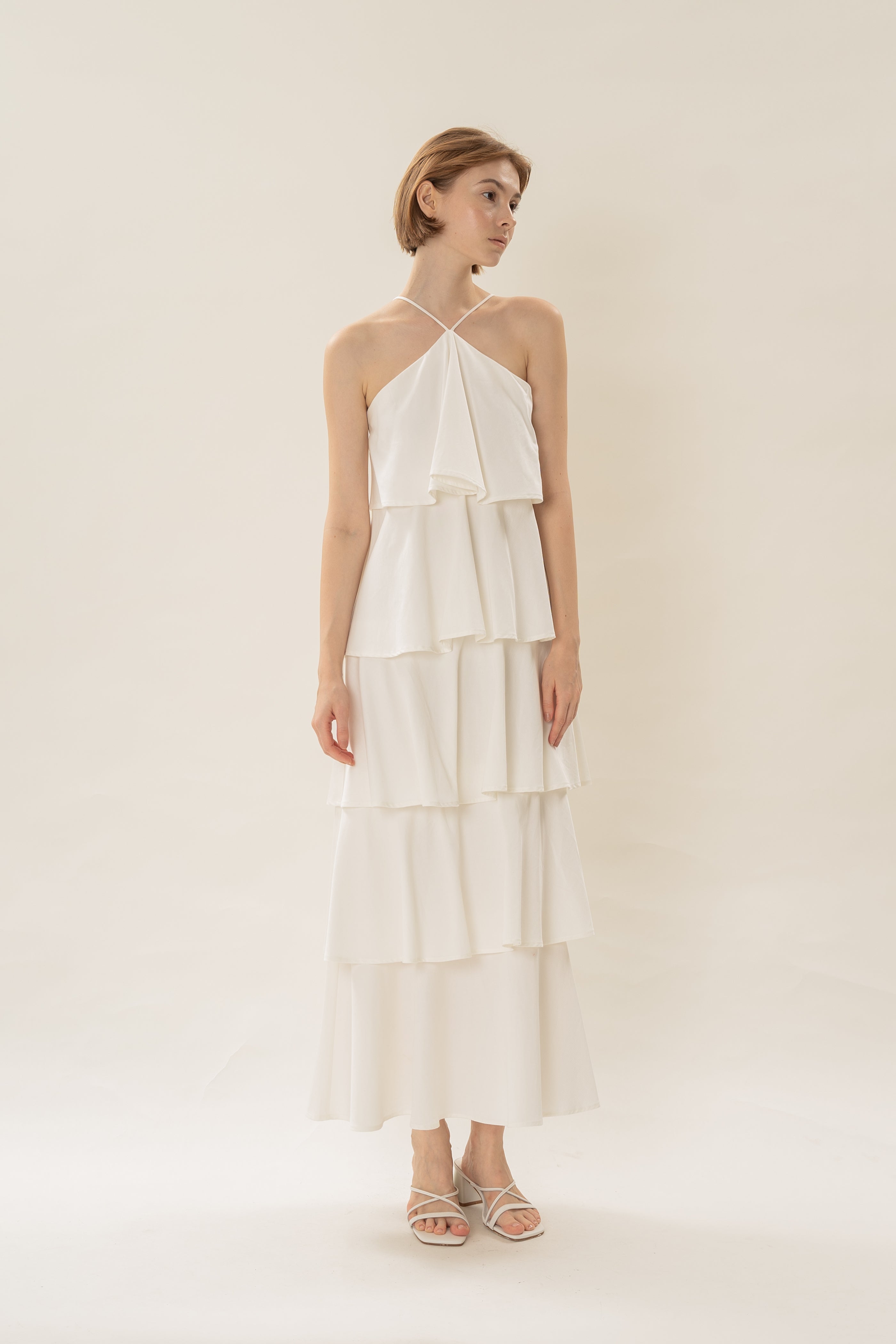 Layered Maxi Dress in White