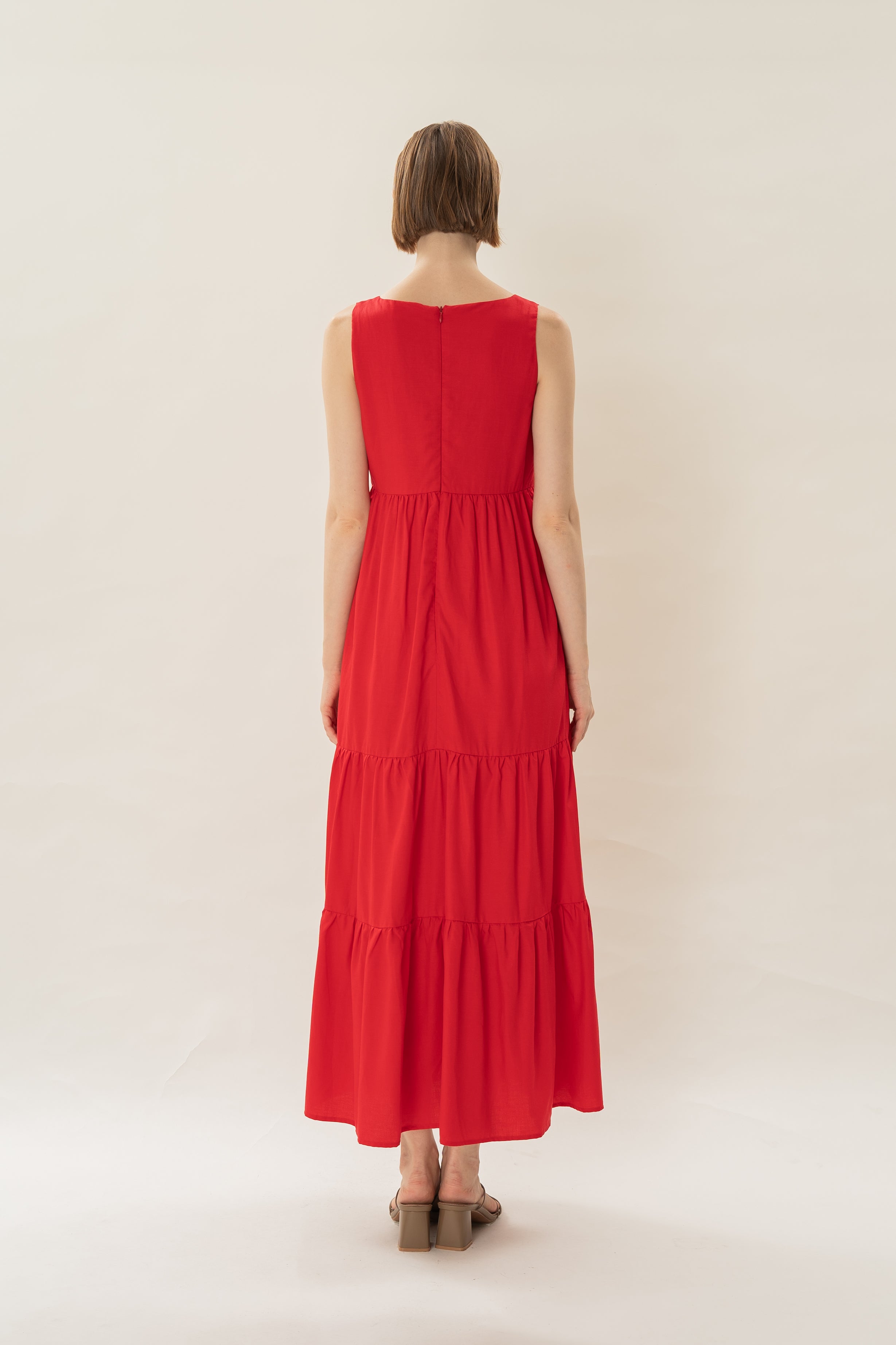 Tiered Maxi Sun Dress in Red