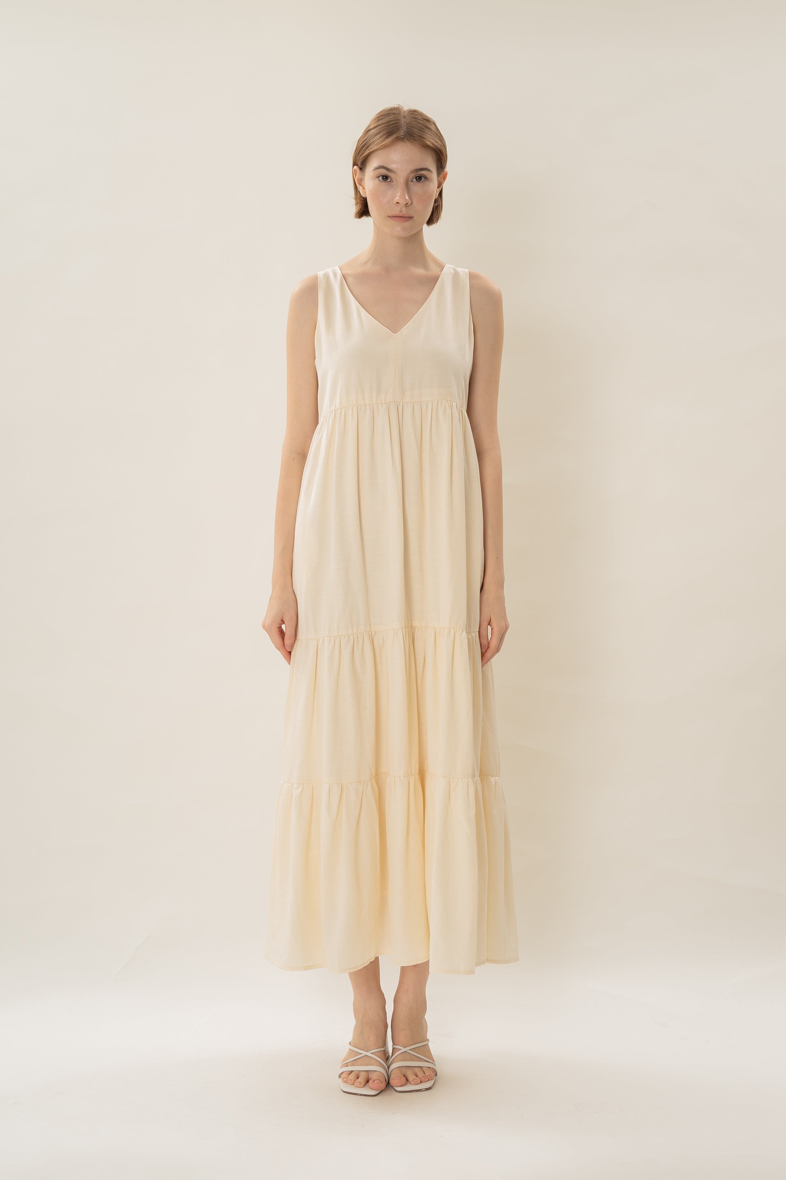 Tiered Maxi Sun Dress in Natural