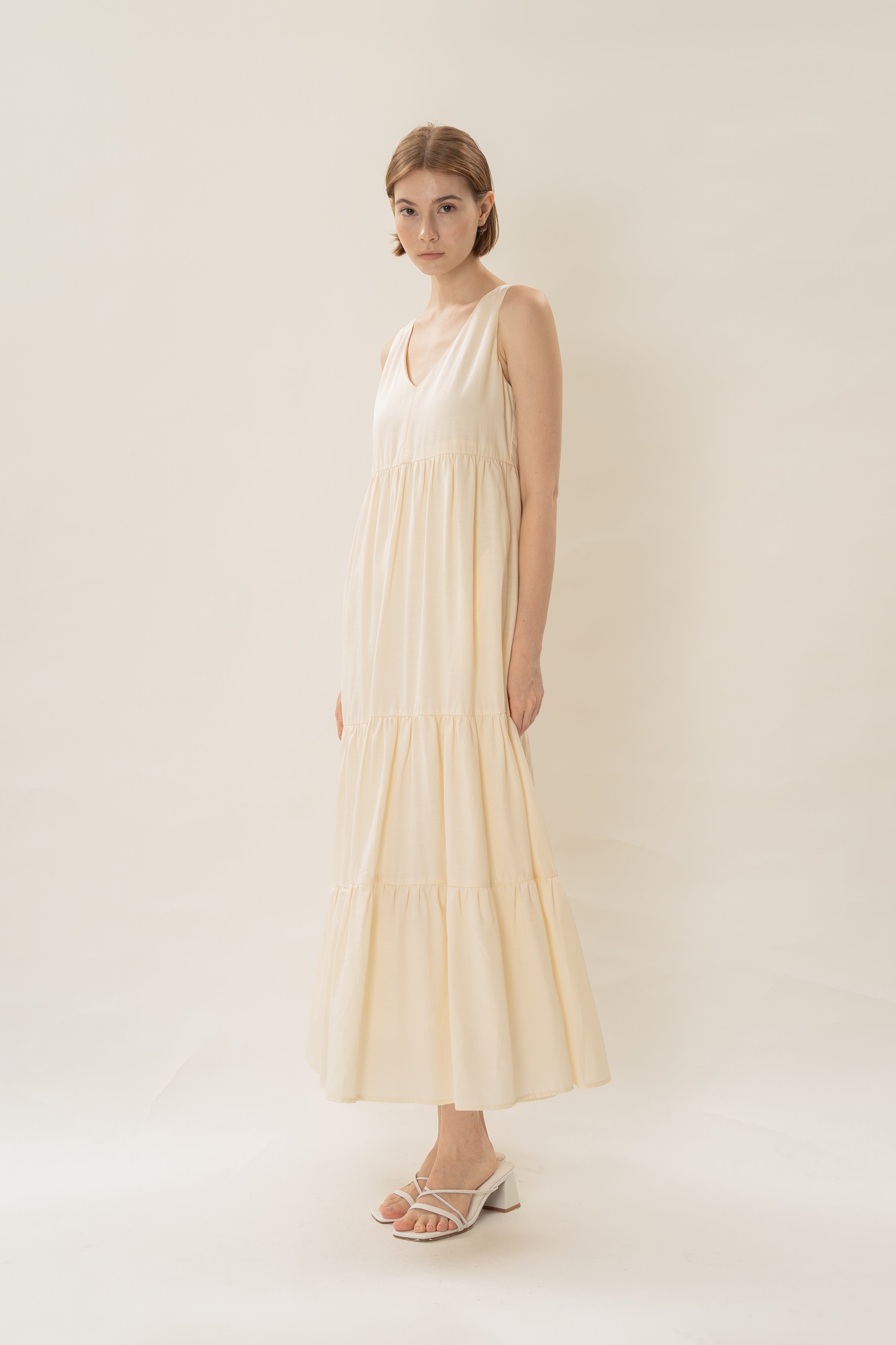 Tiered Maxi Sun Dress in Natural