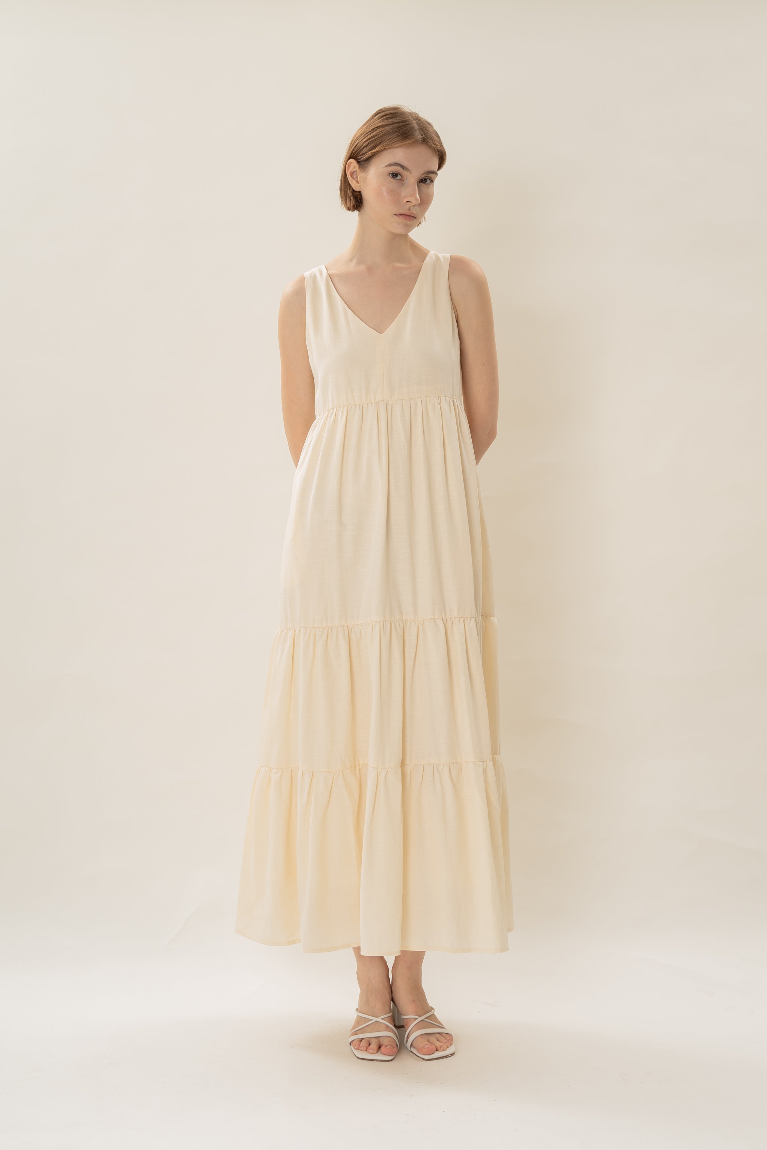 Tiered Maxi Sun Dress in Natural