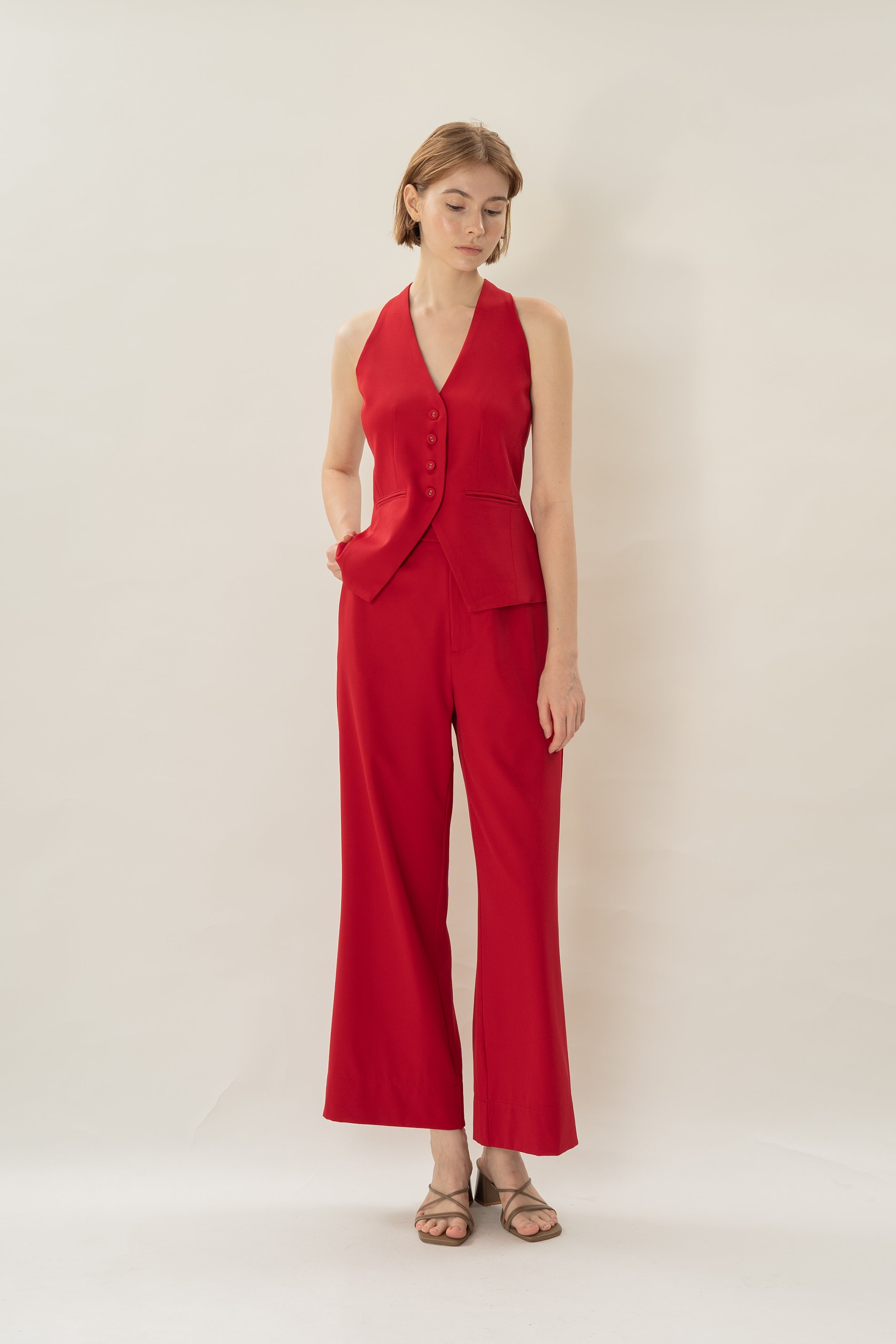 Halter Waistcoat in Red
