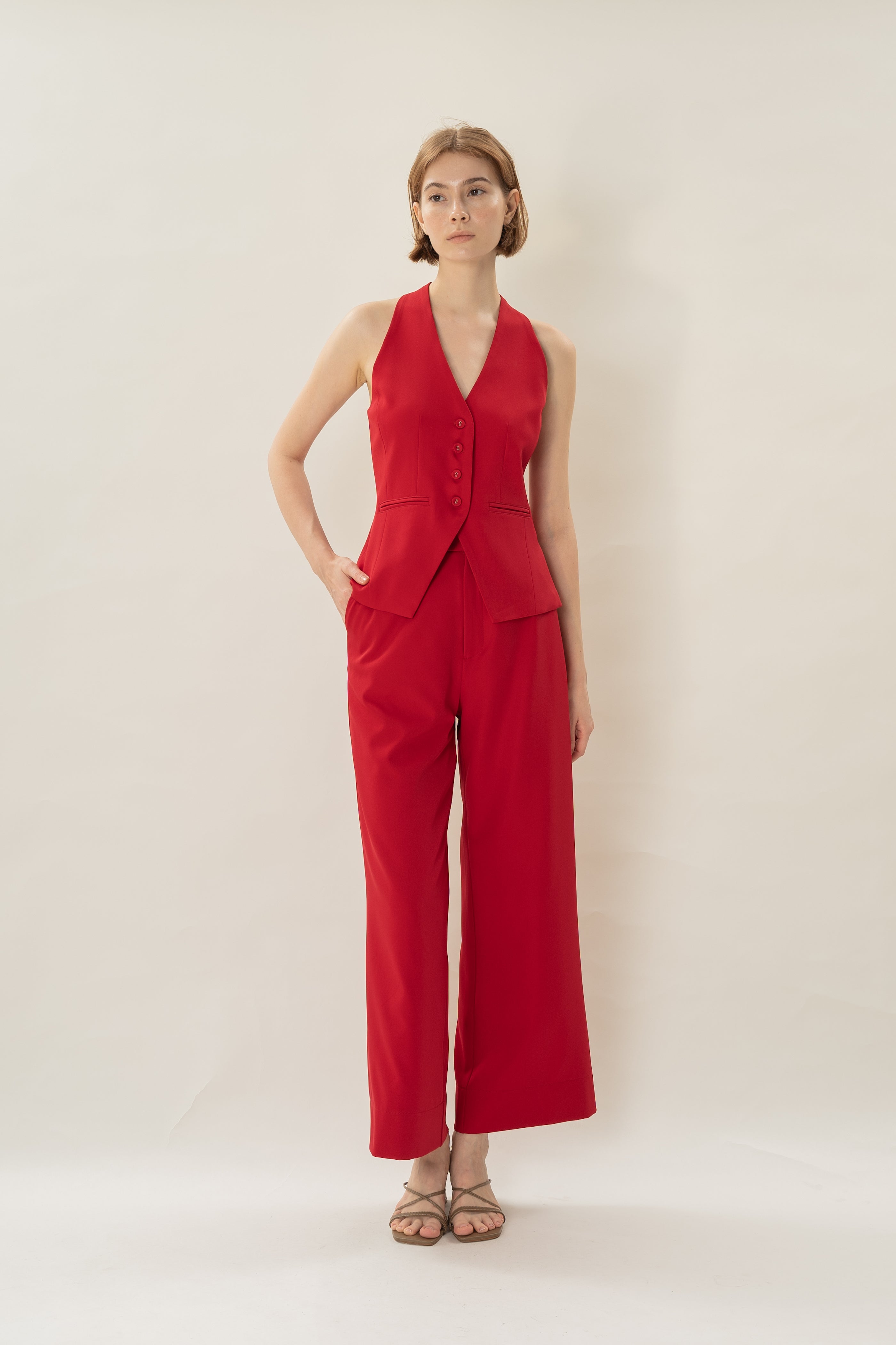 Halter Waistcoat in Red