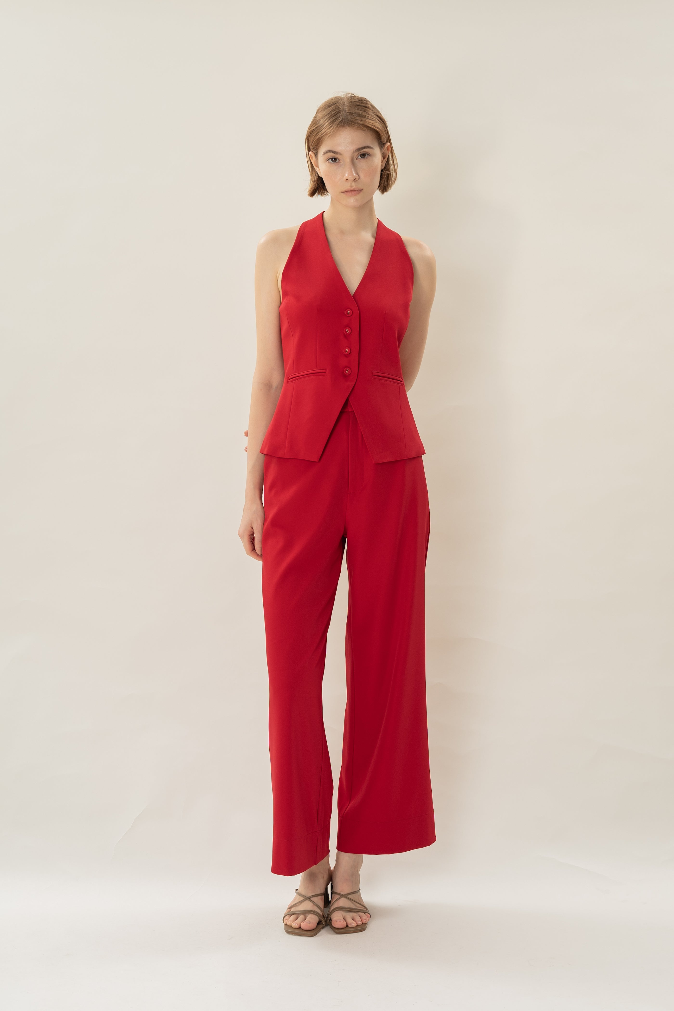 Halter Waistcoat in Red