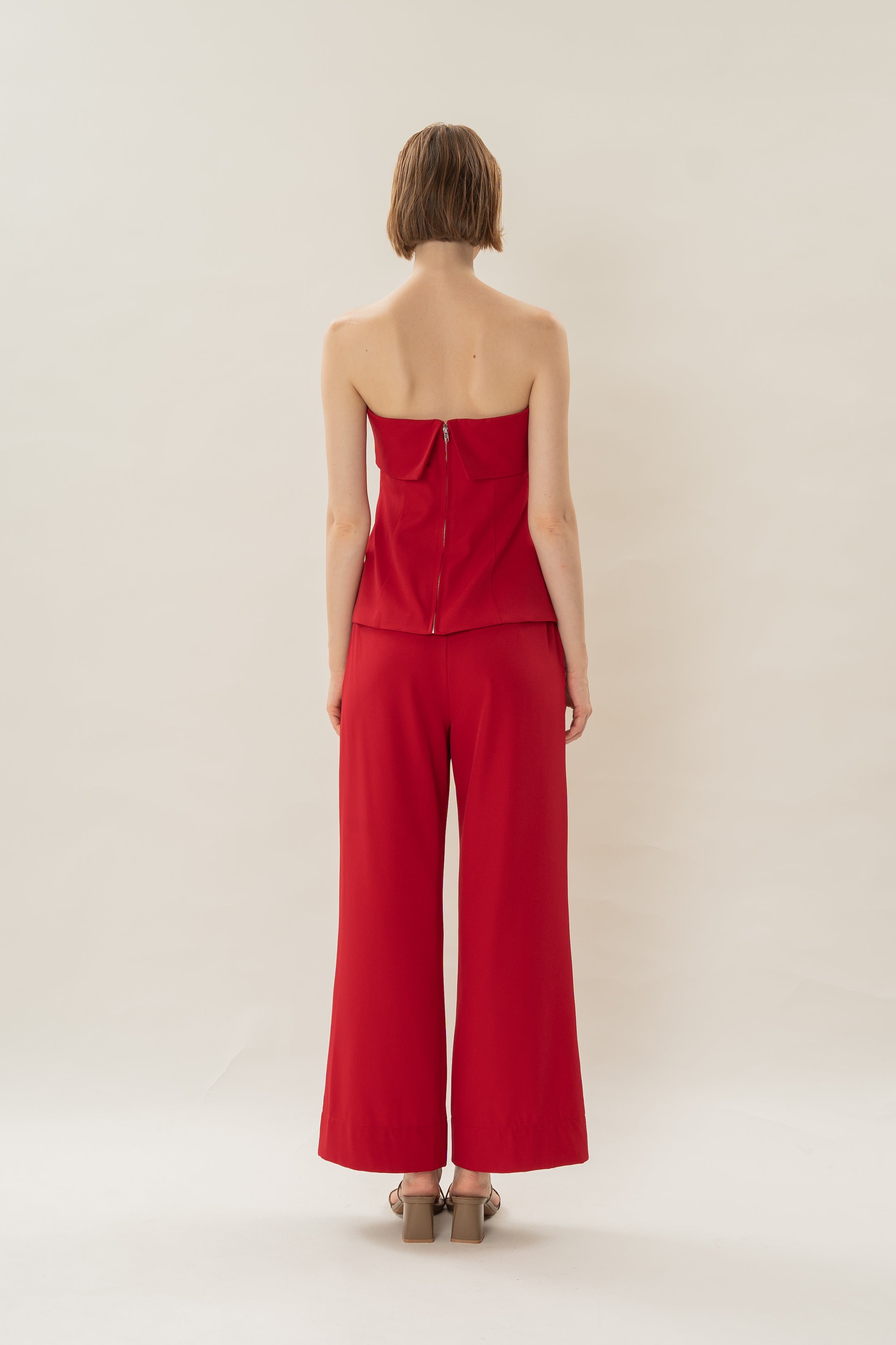 Panelled Bandeau Top in Red