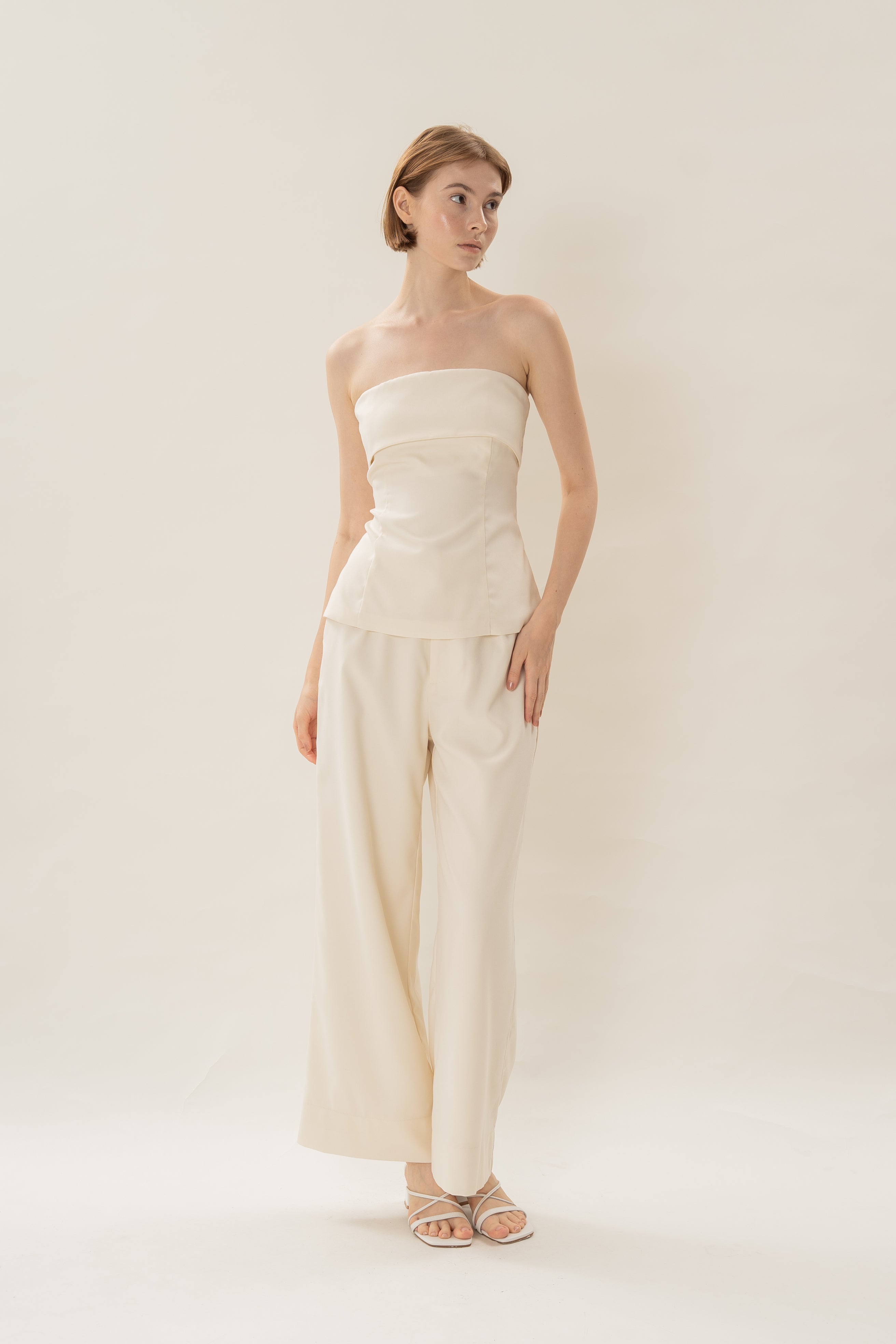 Panelled Bandeau Top in Ivory