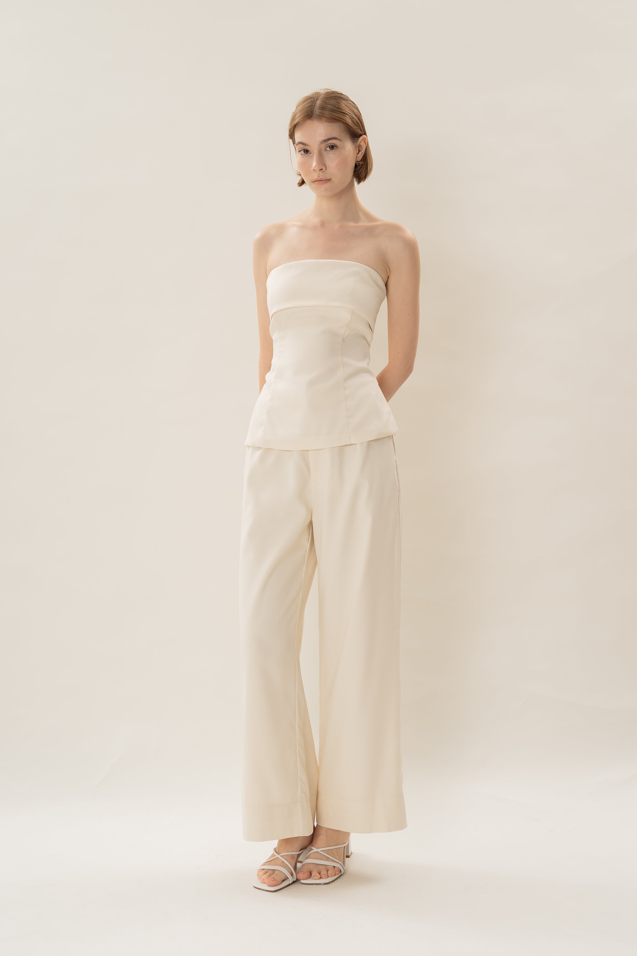 Panelled Bandeau Top in Ivory