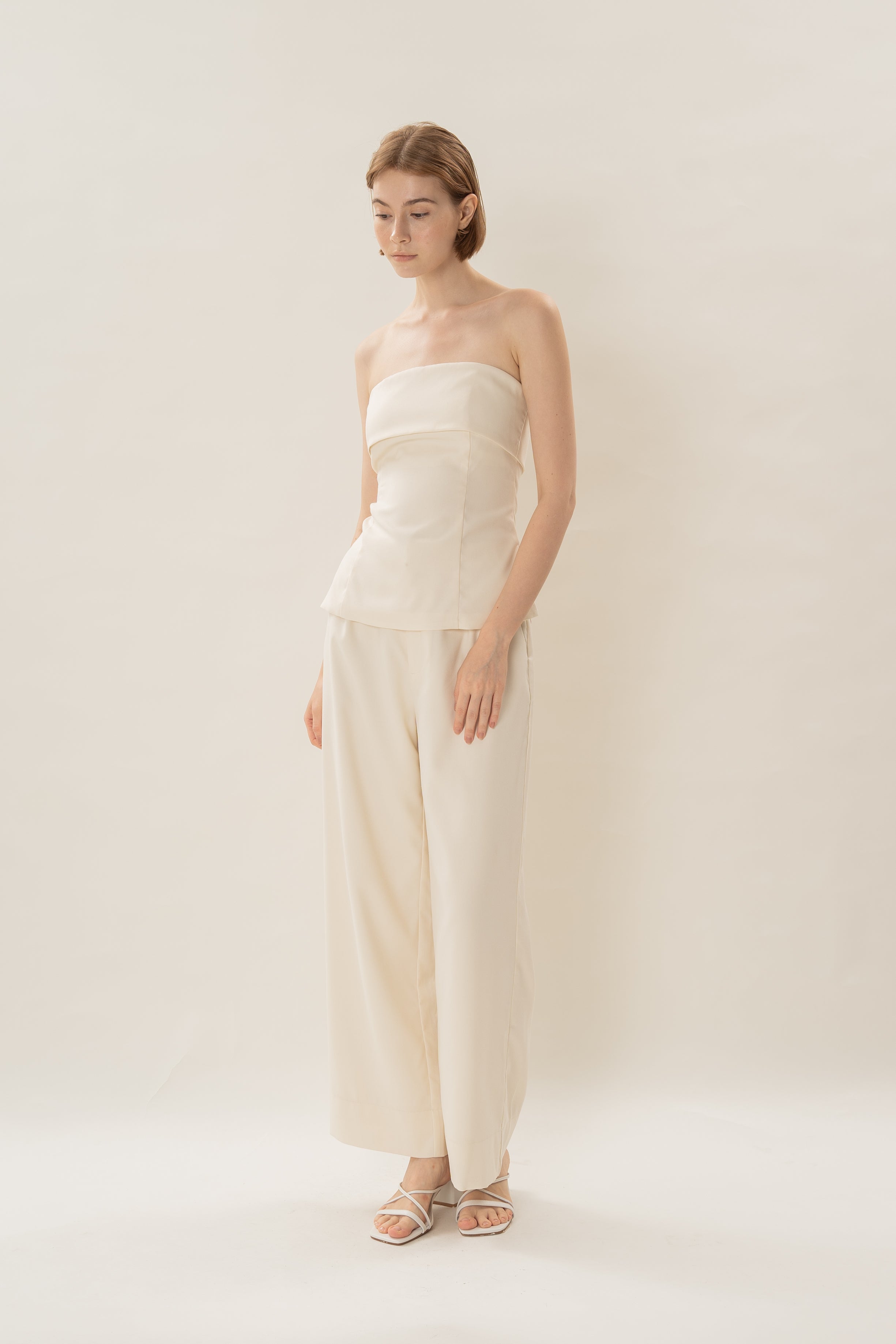 Panelled Bandeau Top in Ivory