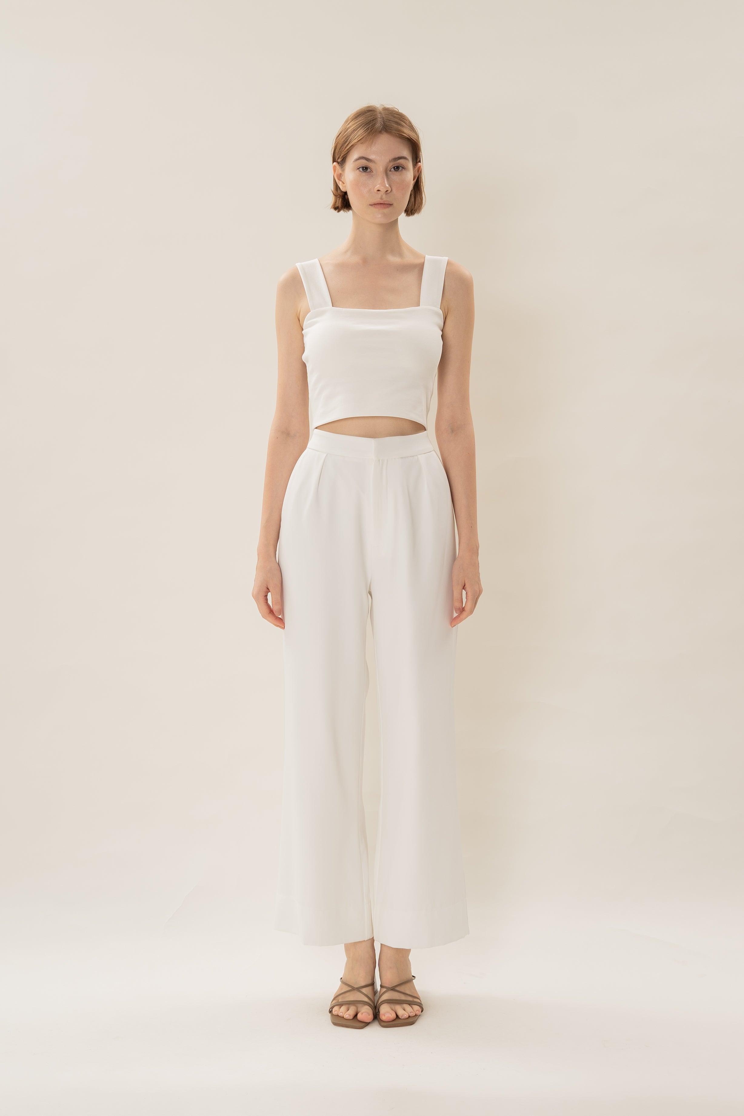 Classic Pleated Trousers in White