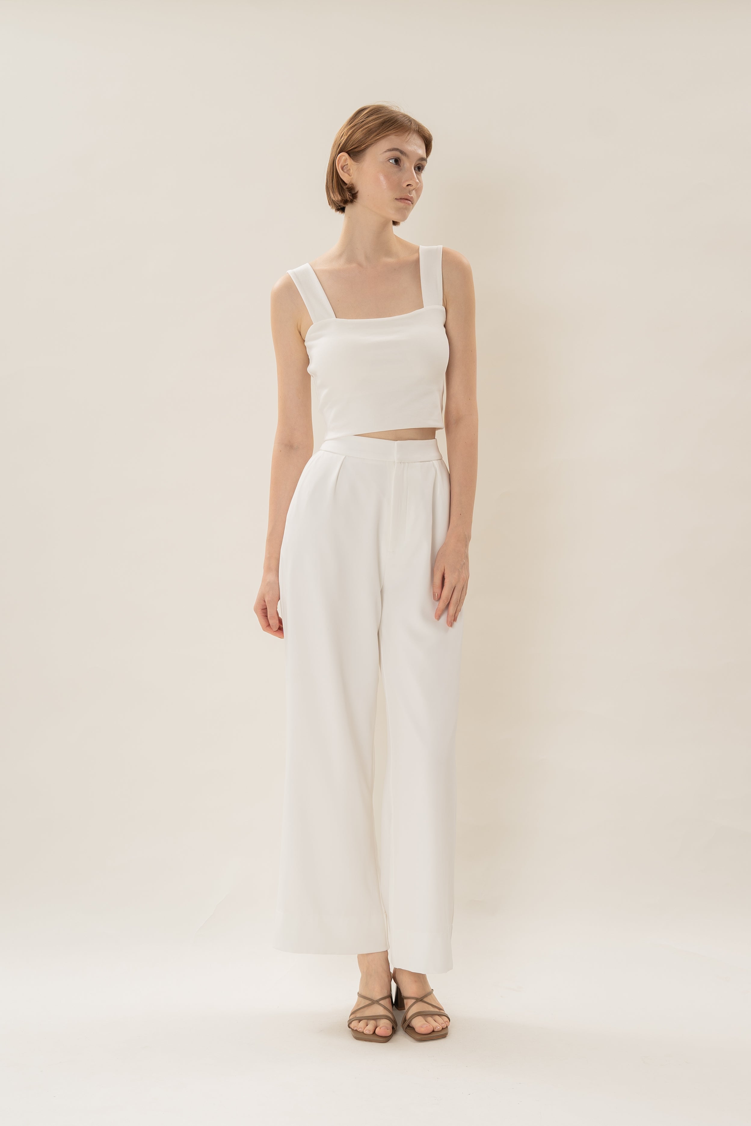 Classic Pleated Trousers in White