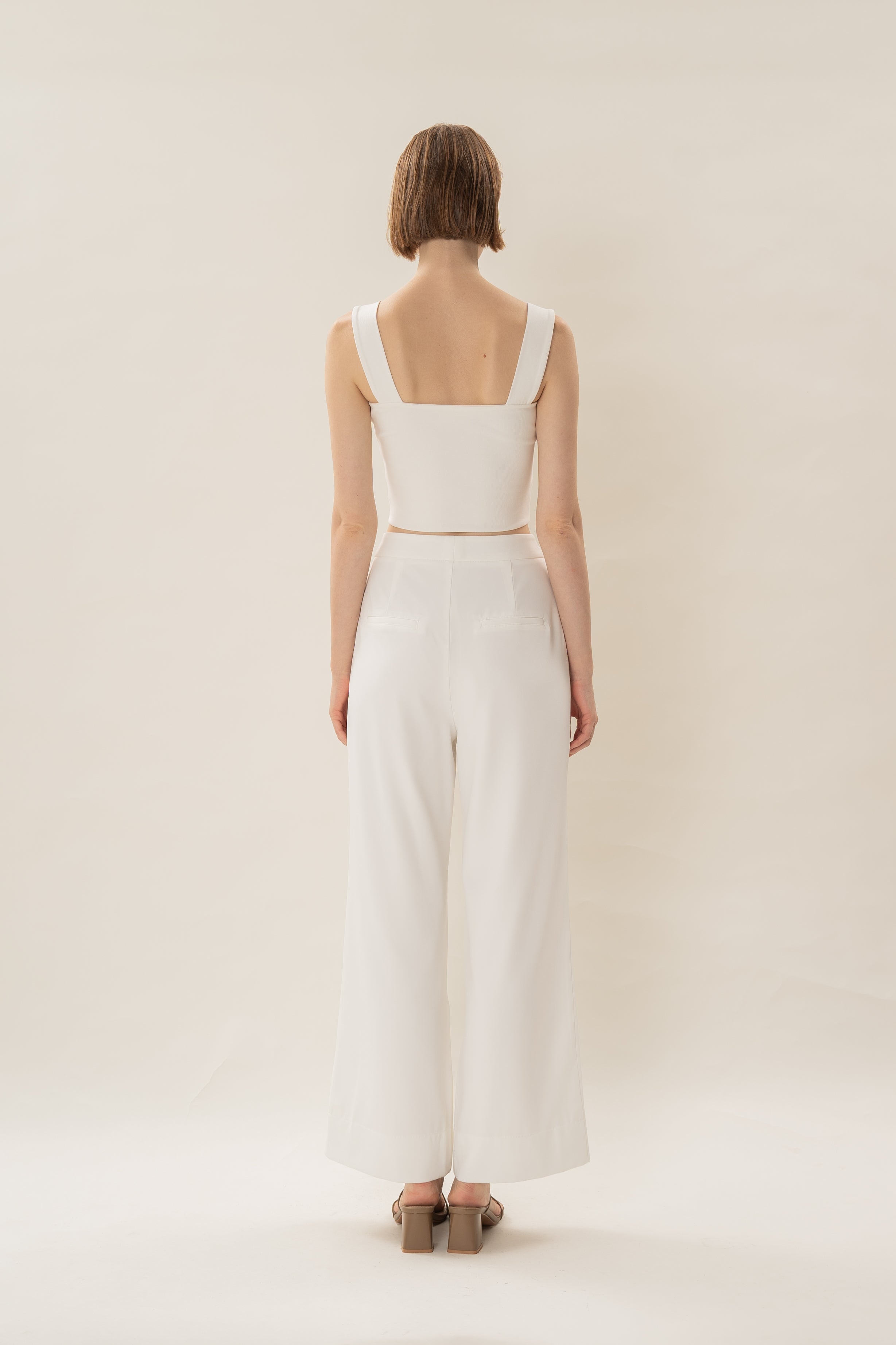 Classic Pleated Trousers in White